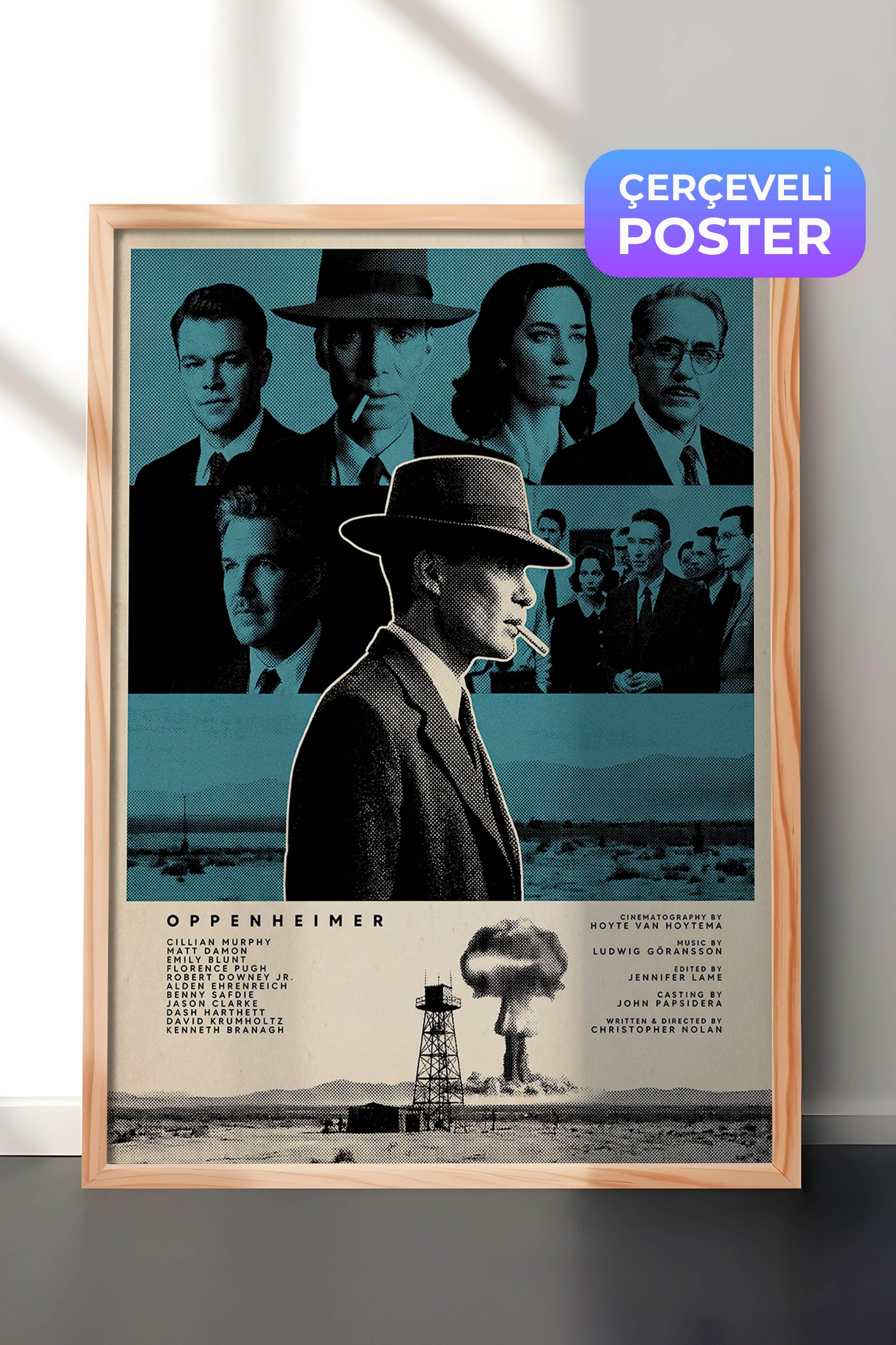 Oppenheimer Ahşap Çerçeveli Poster, Sinema ve Dizi Tablo, Film Dizi Afişleri NO:112813