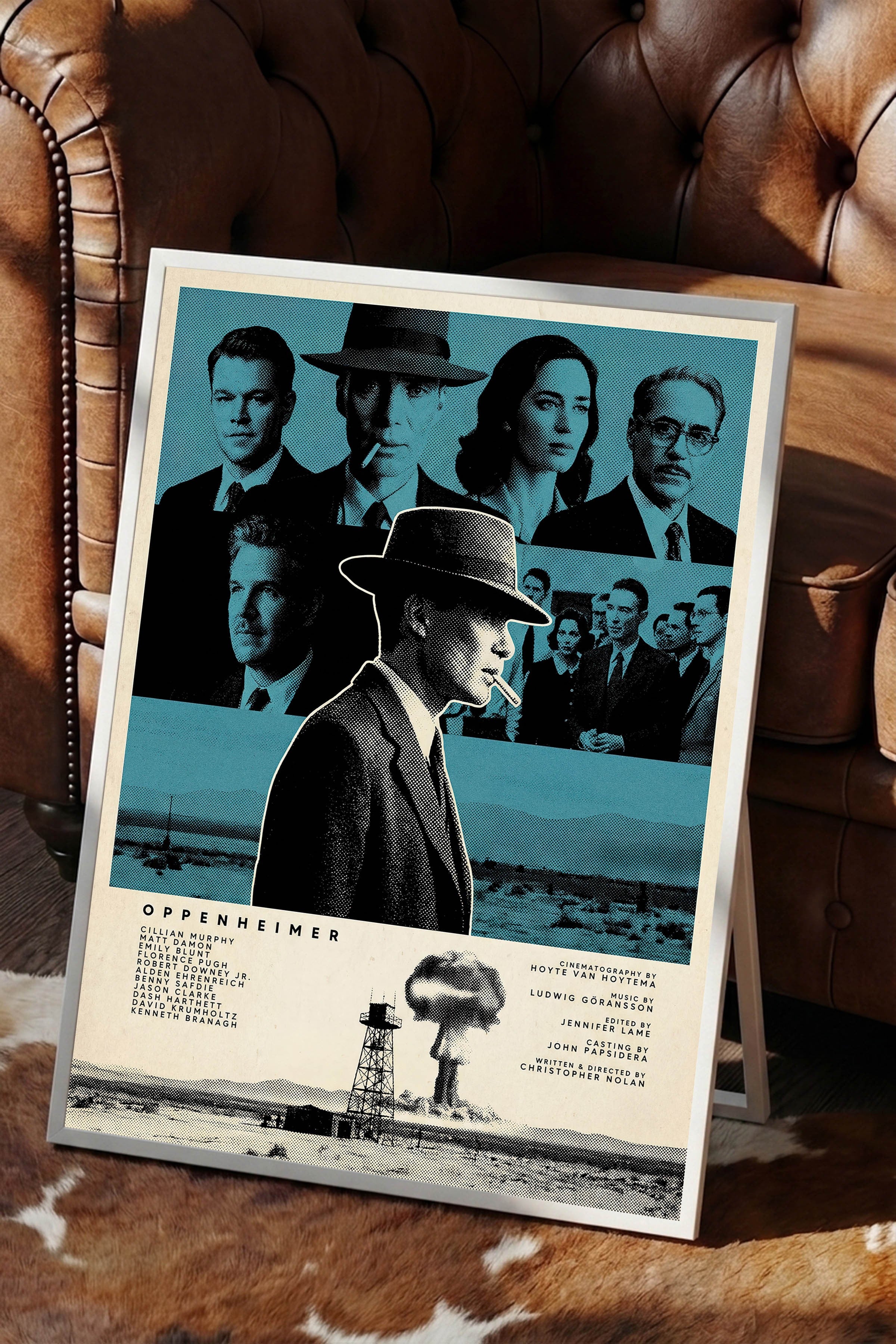 Oppenheimer Beyaz Çerçeveli Poster, Sinema ve Dizi Tablo, Film Dizi Afişleri NO:112813