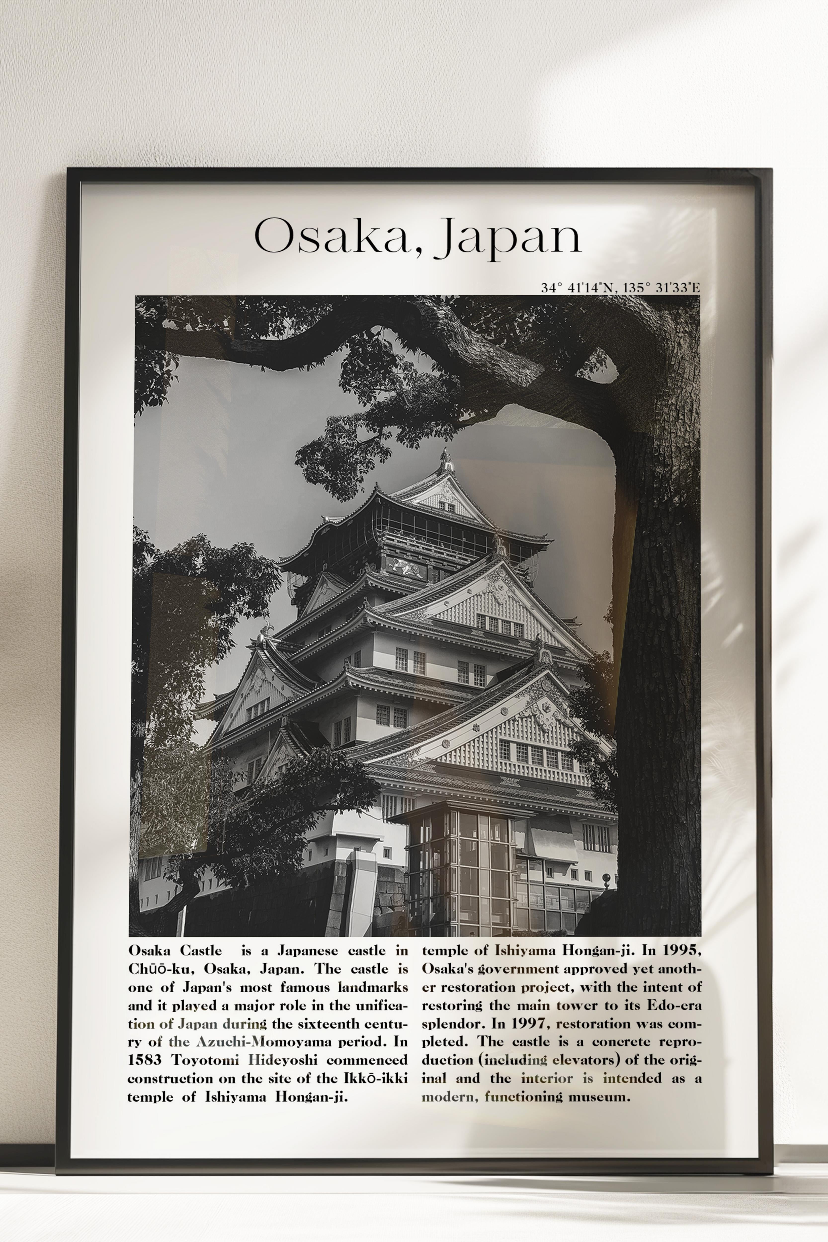 Osaka - Japonya, Şehir Temalı Poster, Çerçevesiz Duvar Posteri, NO:30030