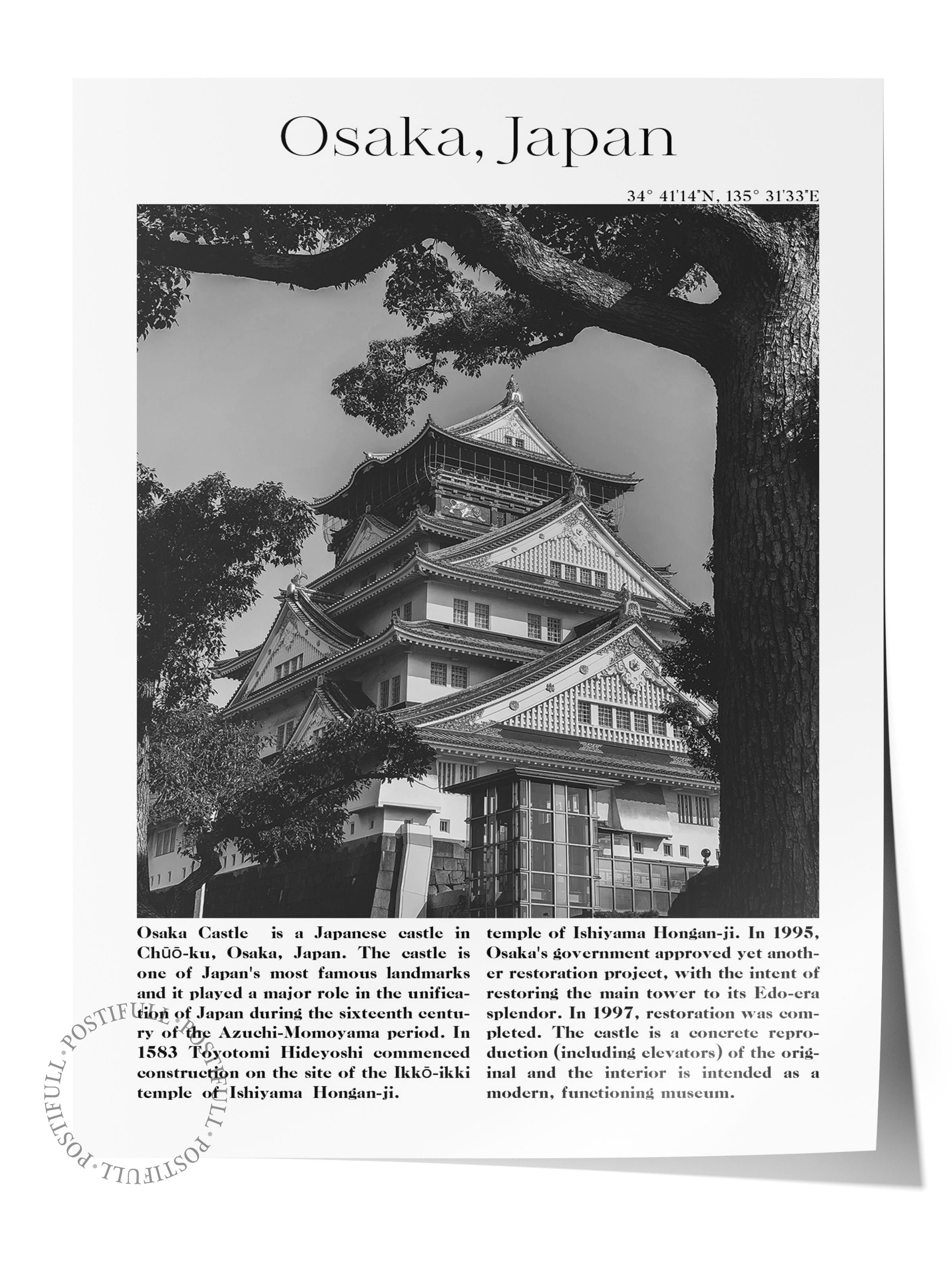 Osaka - Japonya, Şehir Temalı Poster, Çerçevesiz Duvar Posteri, NO:30030