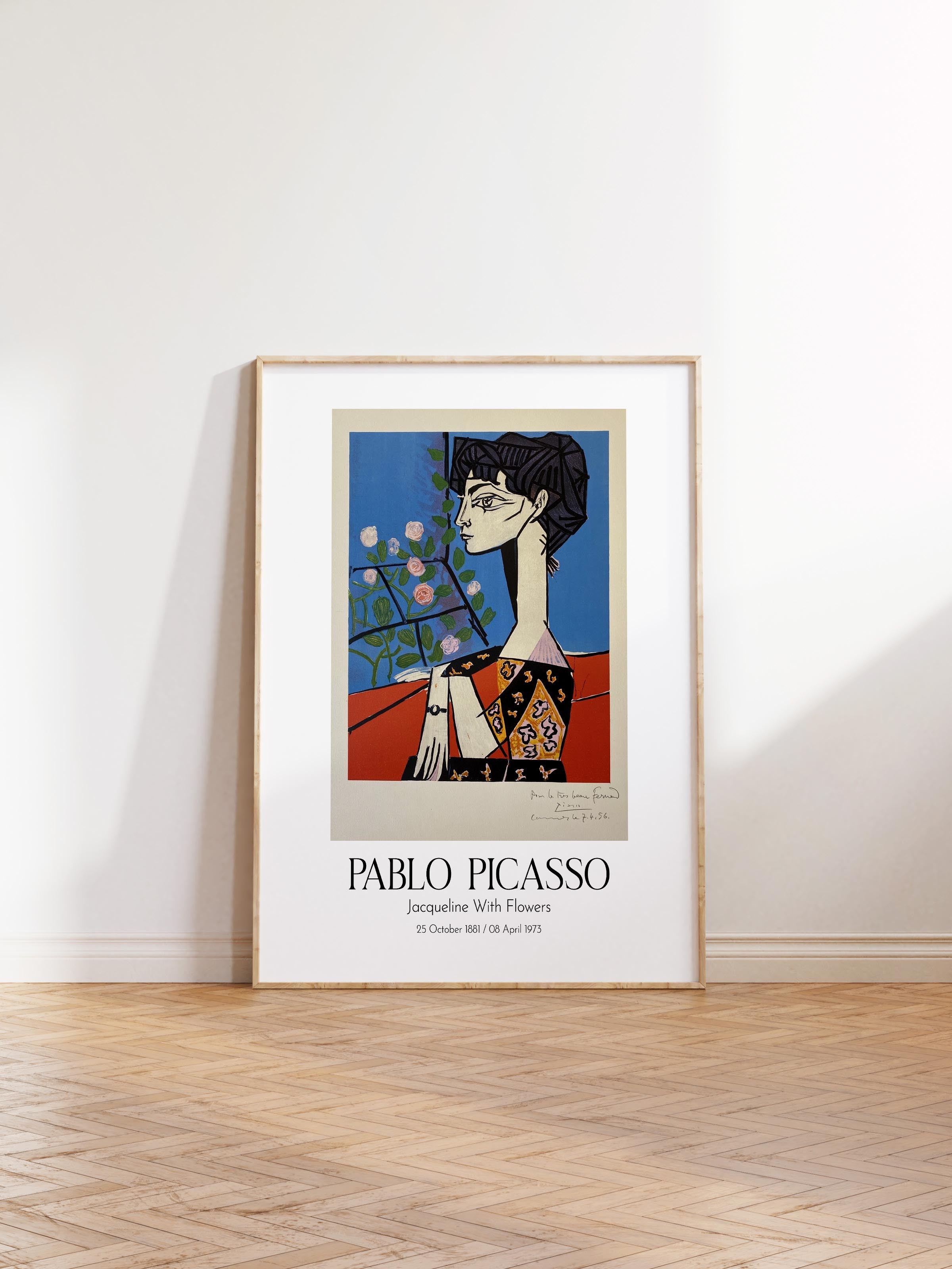 Pablo Picasso - Jacqueline With Flowers, Ahşap Çerçeveli Tablo, Sanat Serisi NO:112497