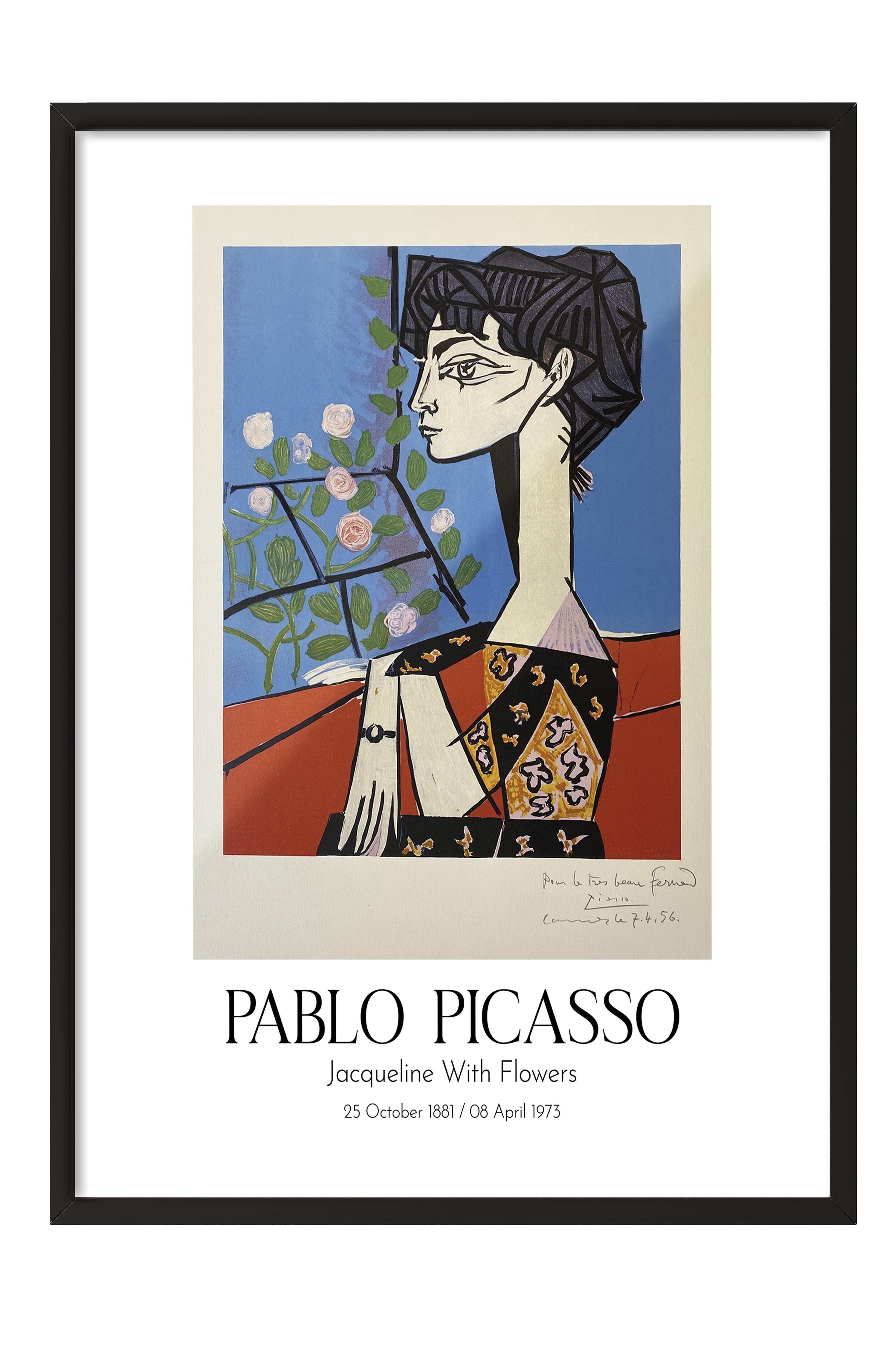 Pablo Picasso - Jacqueline With Flowers, Siyah Çerçeveli Tablo, Sanat Serisi NO:112497