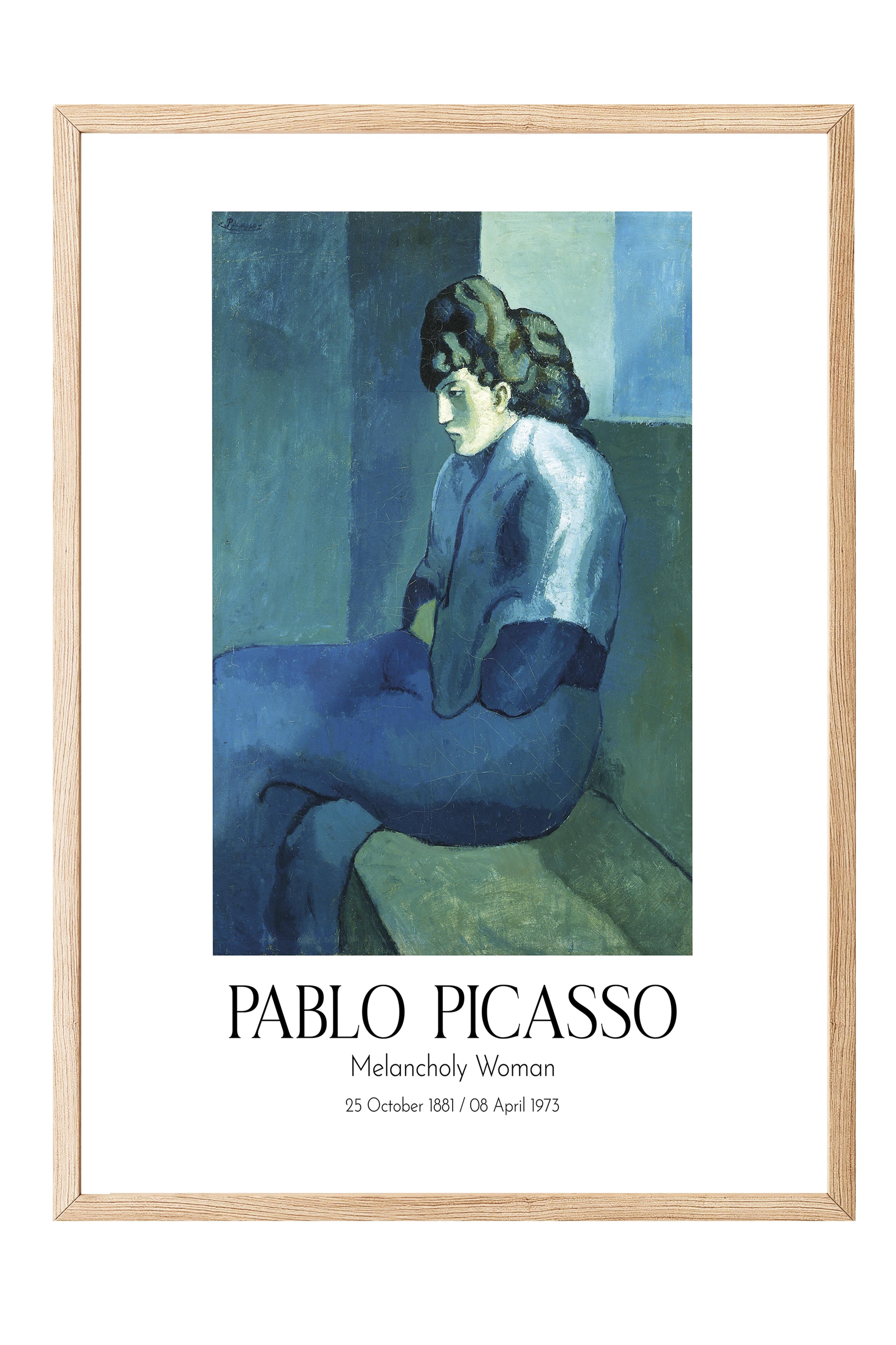 Pablo Picasso - Melancholy Woman, Ahşap Çerçeveli Tablo, Sanat Serisi NO:112498