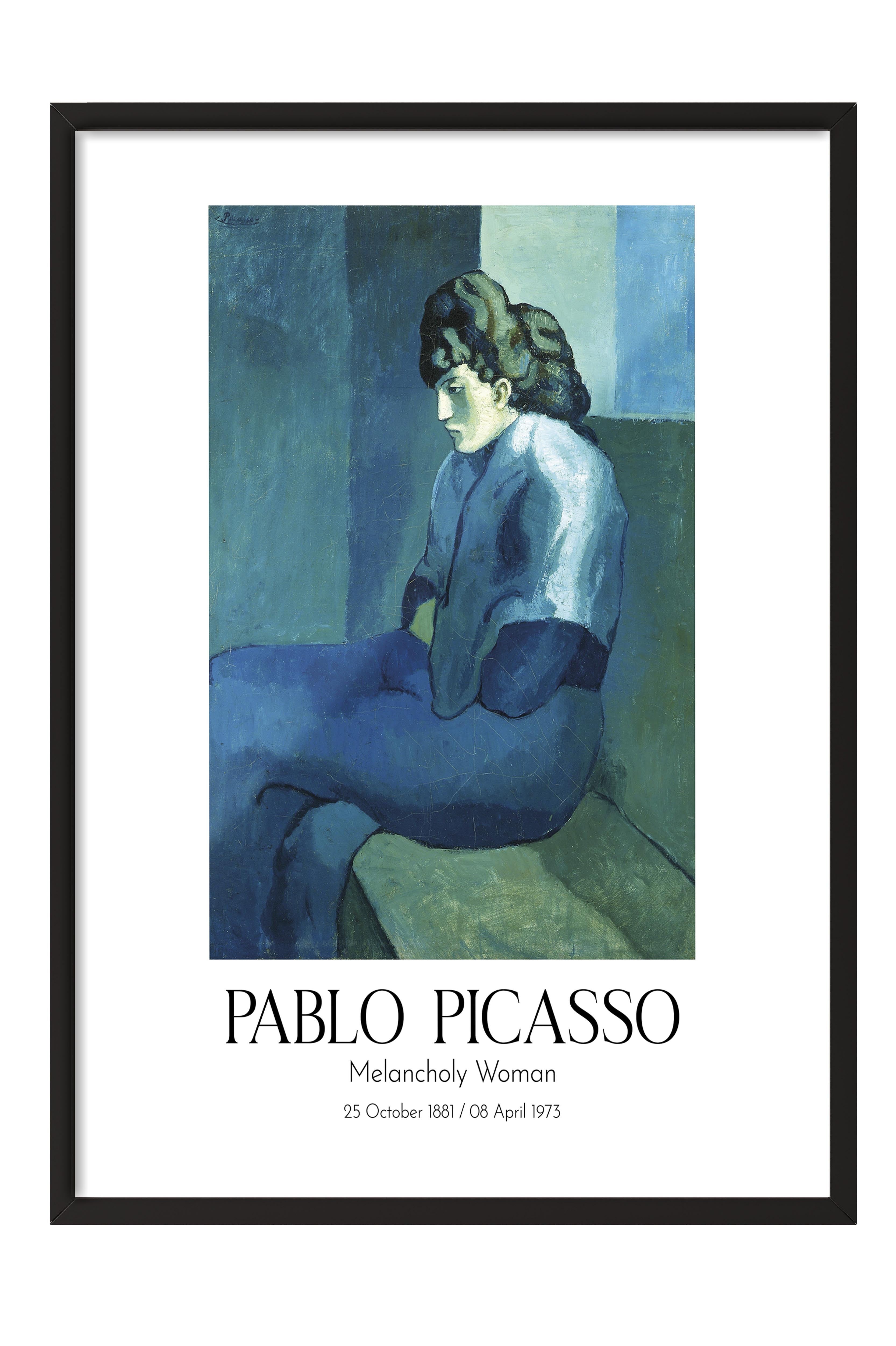 Pablo Picasso - Melancholy Woman, Siyah Çerçeveli Tablo, Sanat Serisi NO:112498