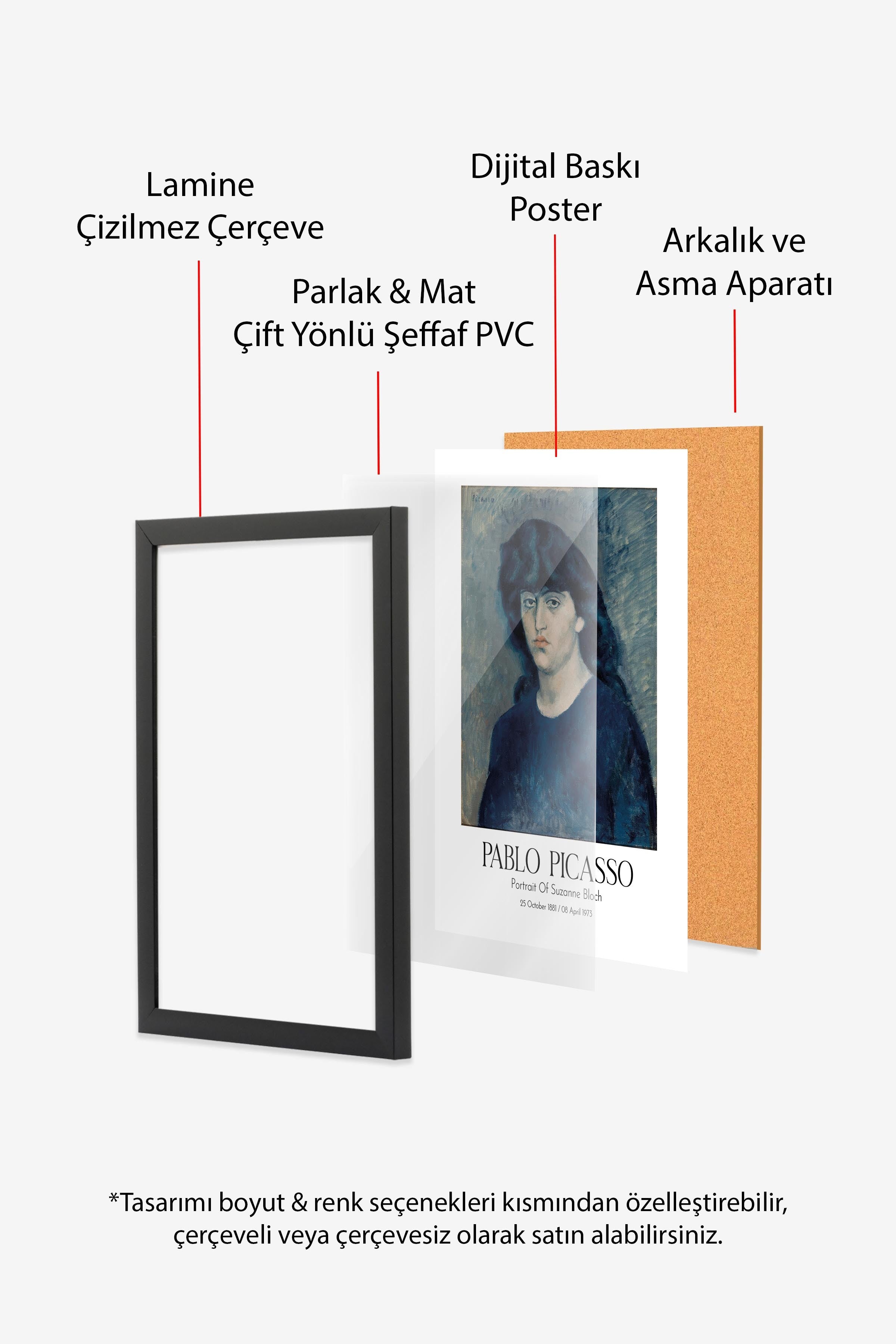 Pablo Picasso - Portrait Of Suzanne Bloch, Siyah Çerçeveli Tablo, Sanat Serisi NO:112499