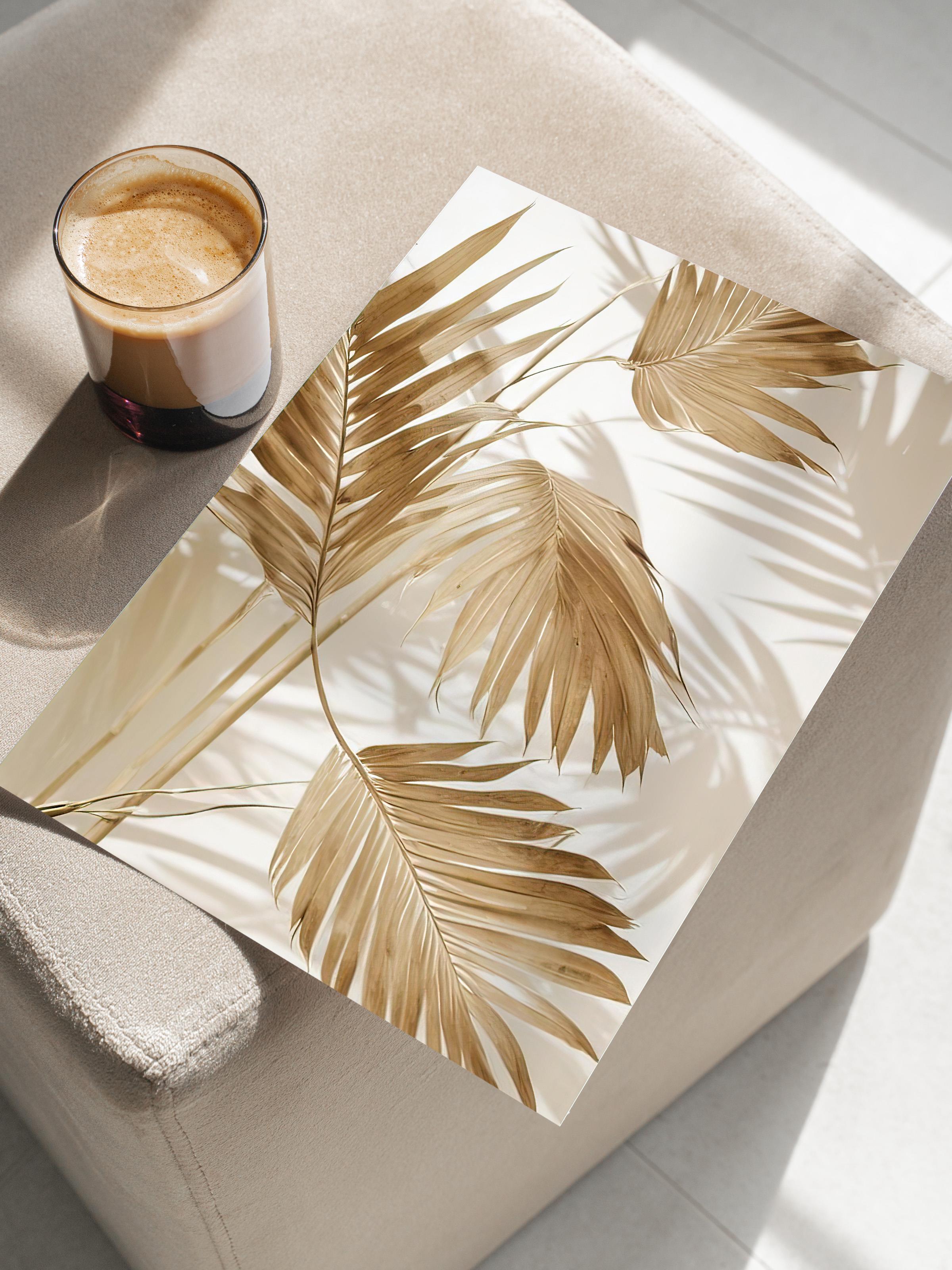 Palm Gold Poster, Çerçevesiz Duvar Posteri, Dikey Duvar Tablosu Comfort Serisi NO:108380