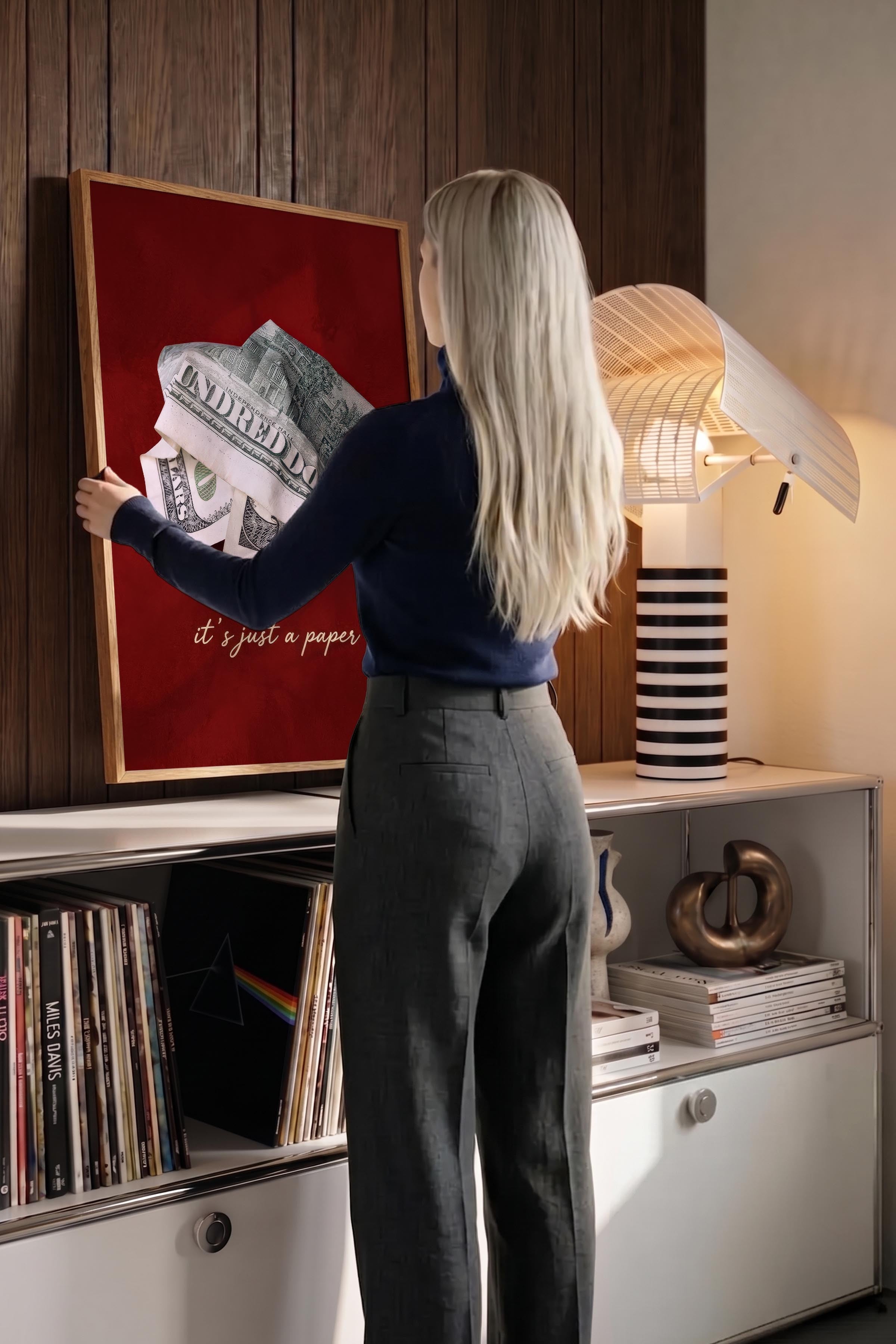 Para ve Söz Posteri, Ahşap Çerçeveli Poster, Old Money Serisi, NO:113157