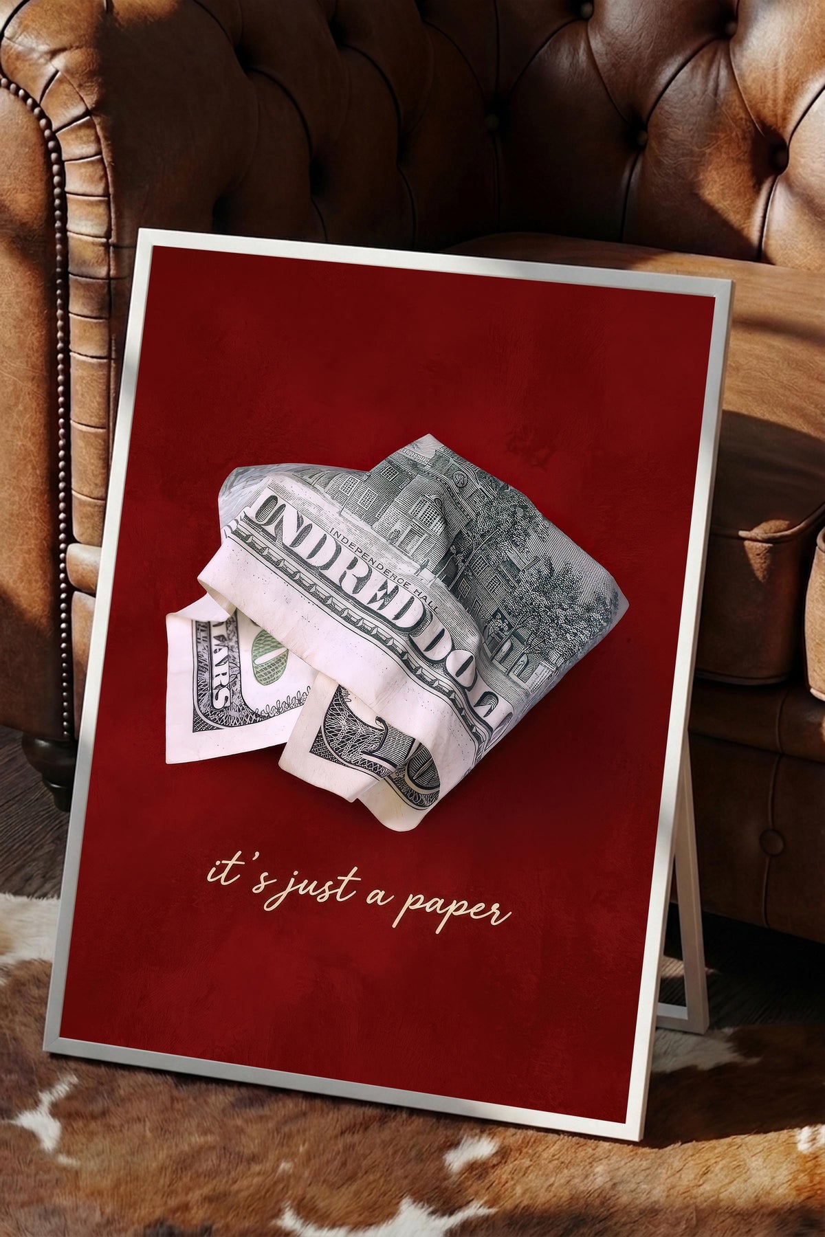 Para ve Söz Posteri, Beyaz Çerçeveli Poster, Old Money Serisi, NO:113157