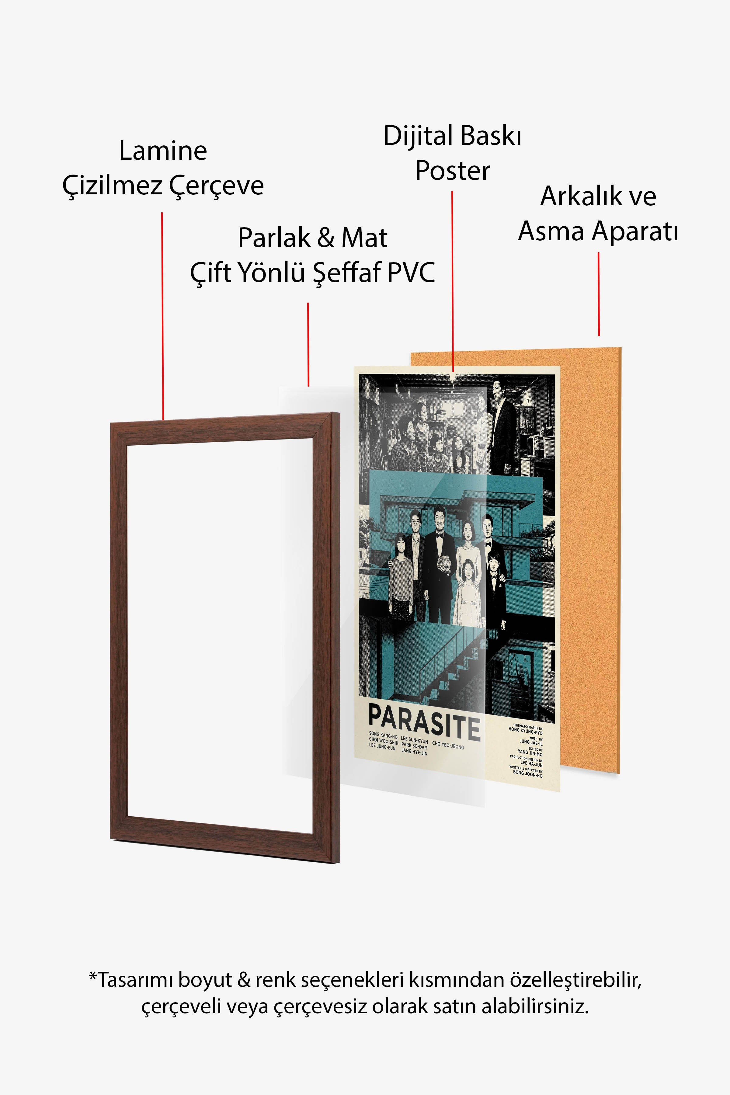 Parasite Kahverengi Çerçeveli Poster, Sinema ve Dizi Tablo, Film Dizi Afişleri NO:112823