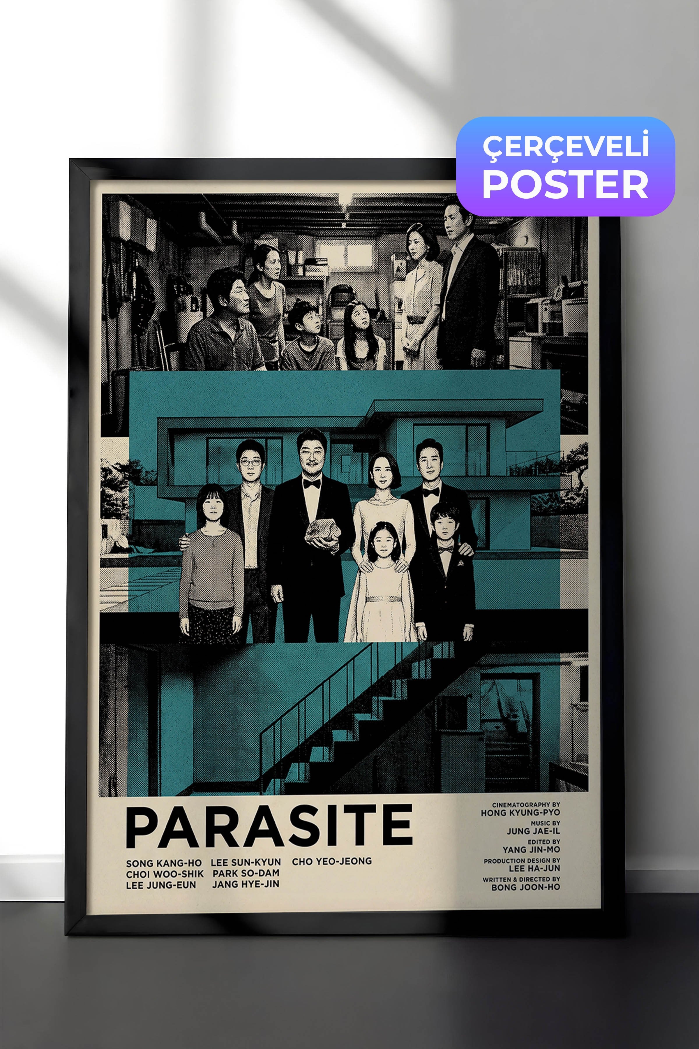 Parasite Siyah Çerçeveli Poster, Sinema ve Dizi Tablo, Film Dizi Afişleri NO:112823