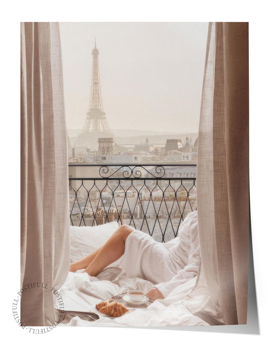 Paris Balcony Morning Poster, Dikey Duvar Tablosu Comfort Serisi NO:108429