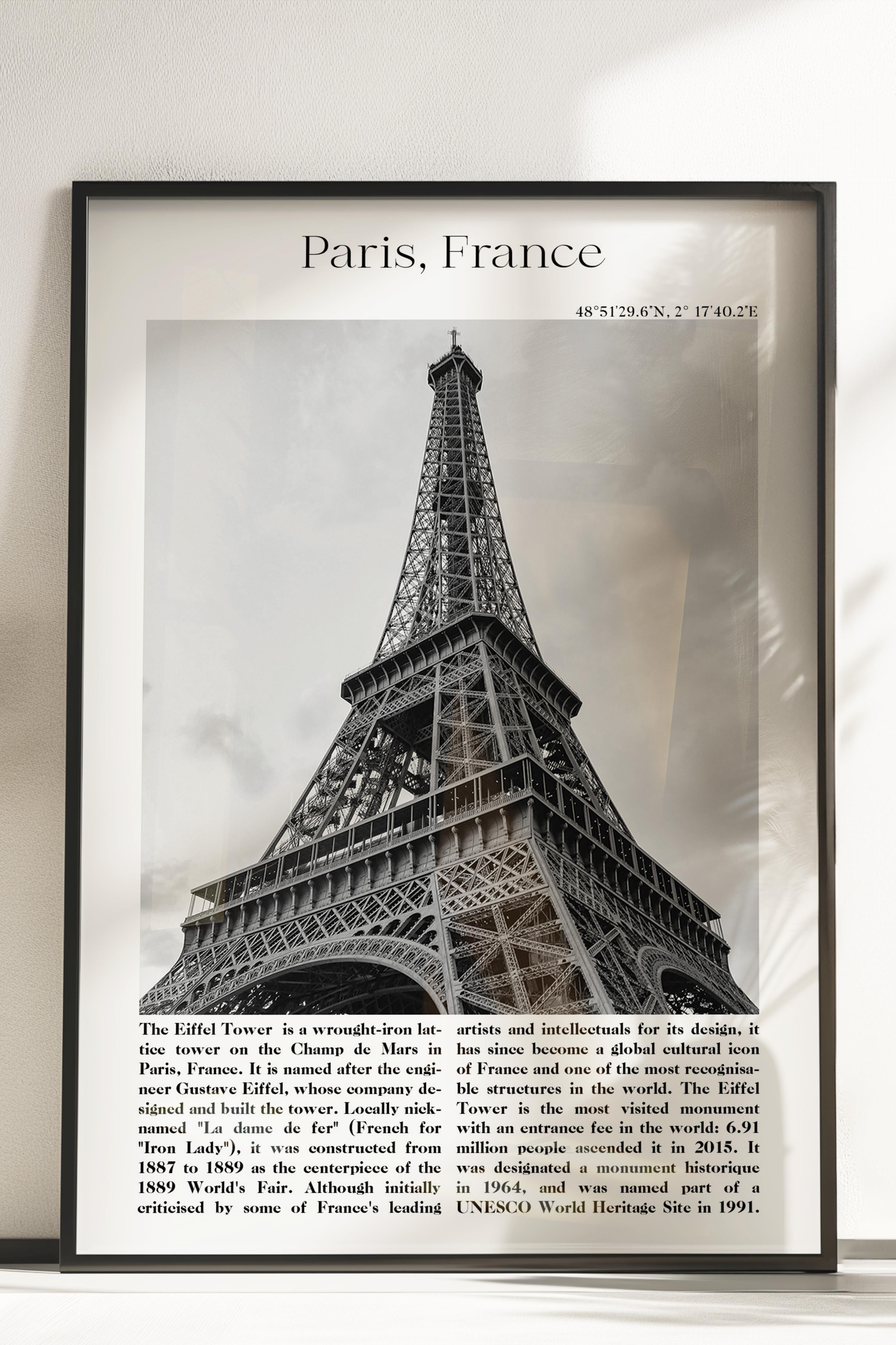 Paris - Fransa, Şehir Temalı Poster, Çerçevesiz Duvar Posteri, NO:30032