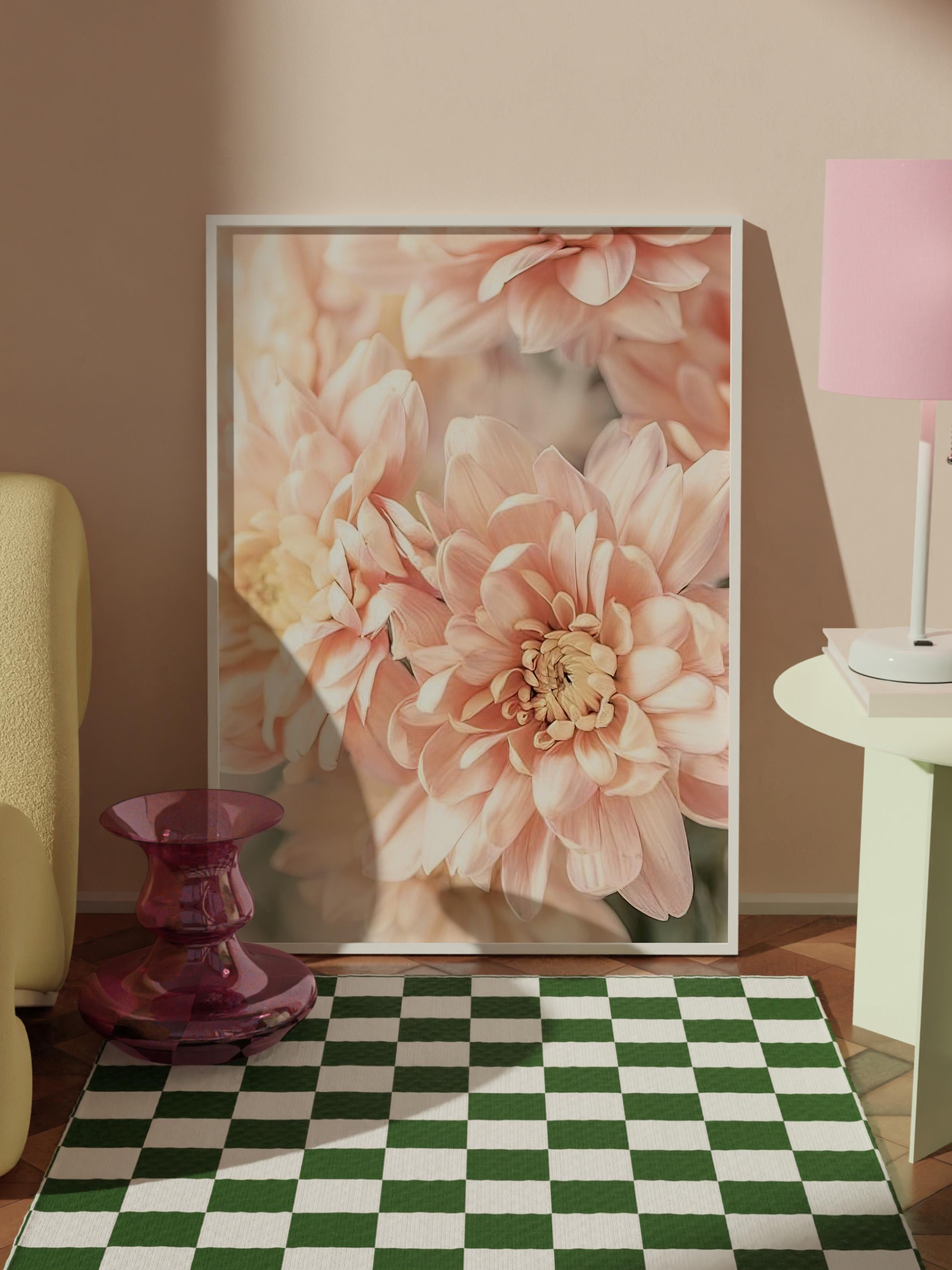 Pastel Dahlias Çerçeveli Tablo, Beyaz Çerçeve ve Poster, Duvar Tablosu Comfort Serisi NO:108388