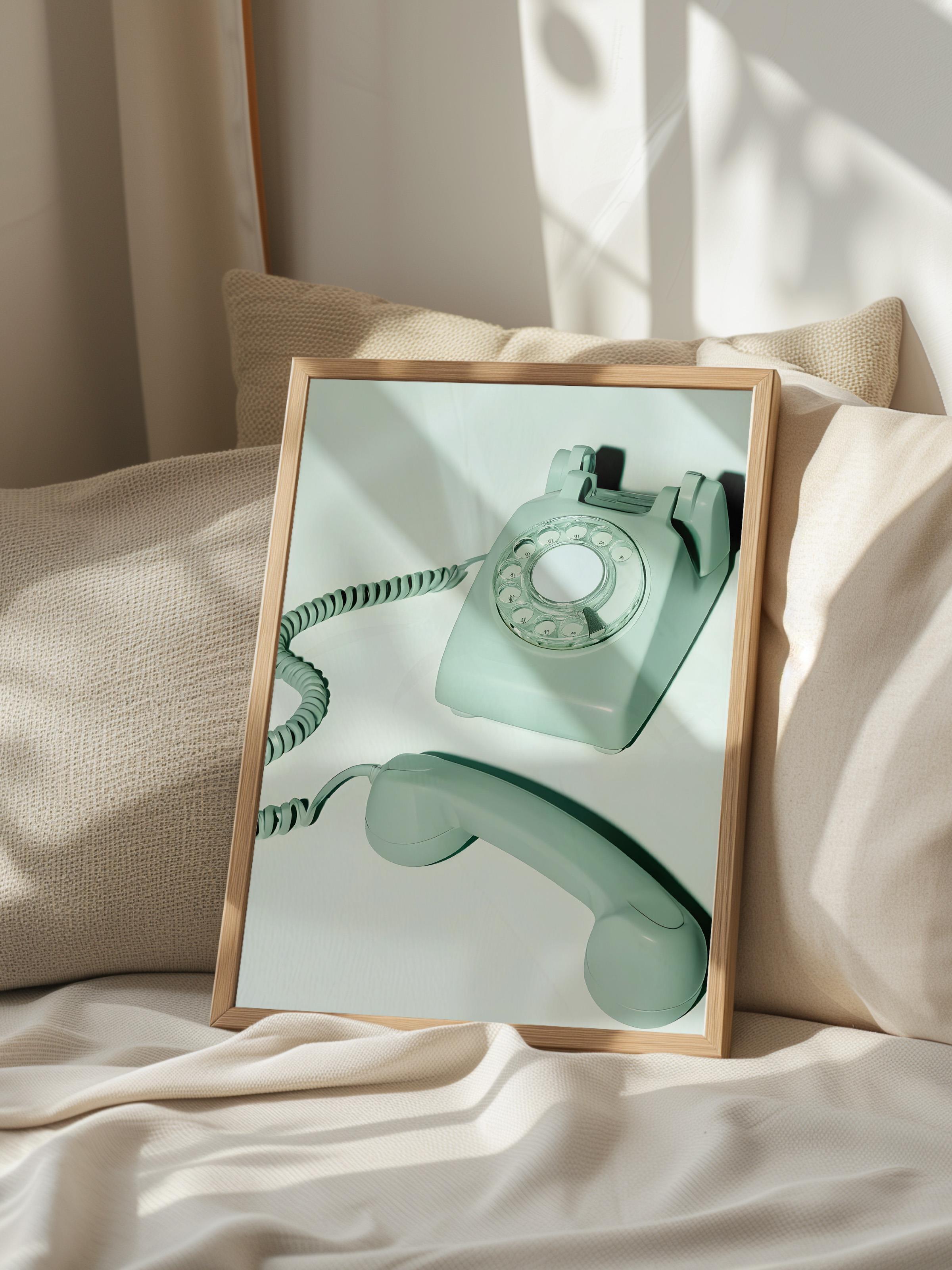 Pastel Phone Çerçeveli Tablo, Ahşap Çerçeve ve Poster, Dikey Duvar Tablosu Comfort Serisi NO:108483
