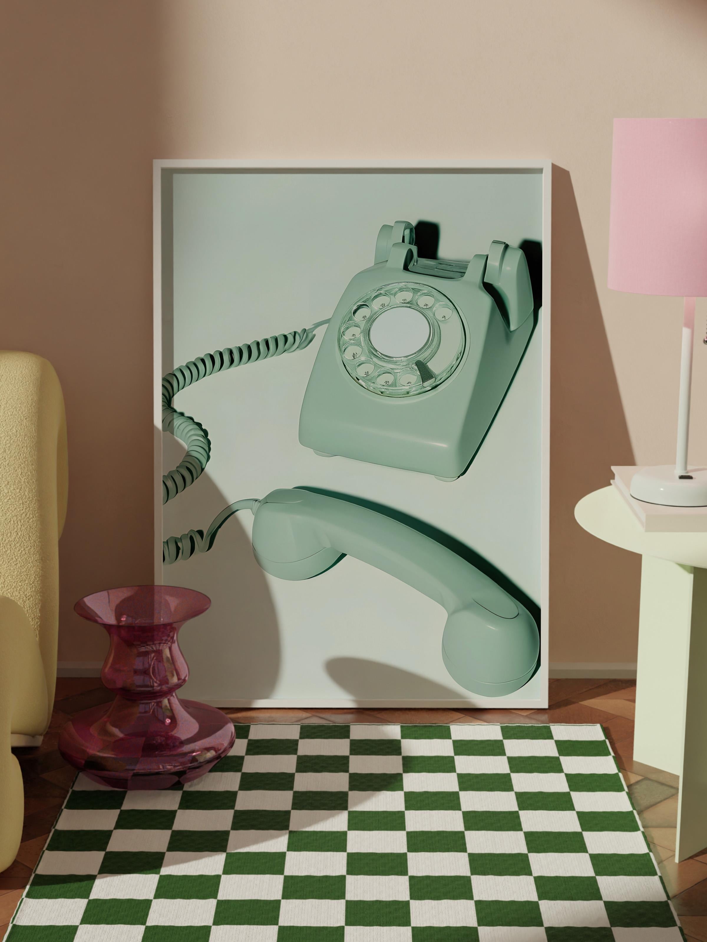 Pastel Phone Çerçeveli Tablo, Beyaz Çerçeve ve Poster, Dikey Duvar Tablosu Comfort Serisi NO:108483