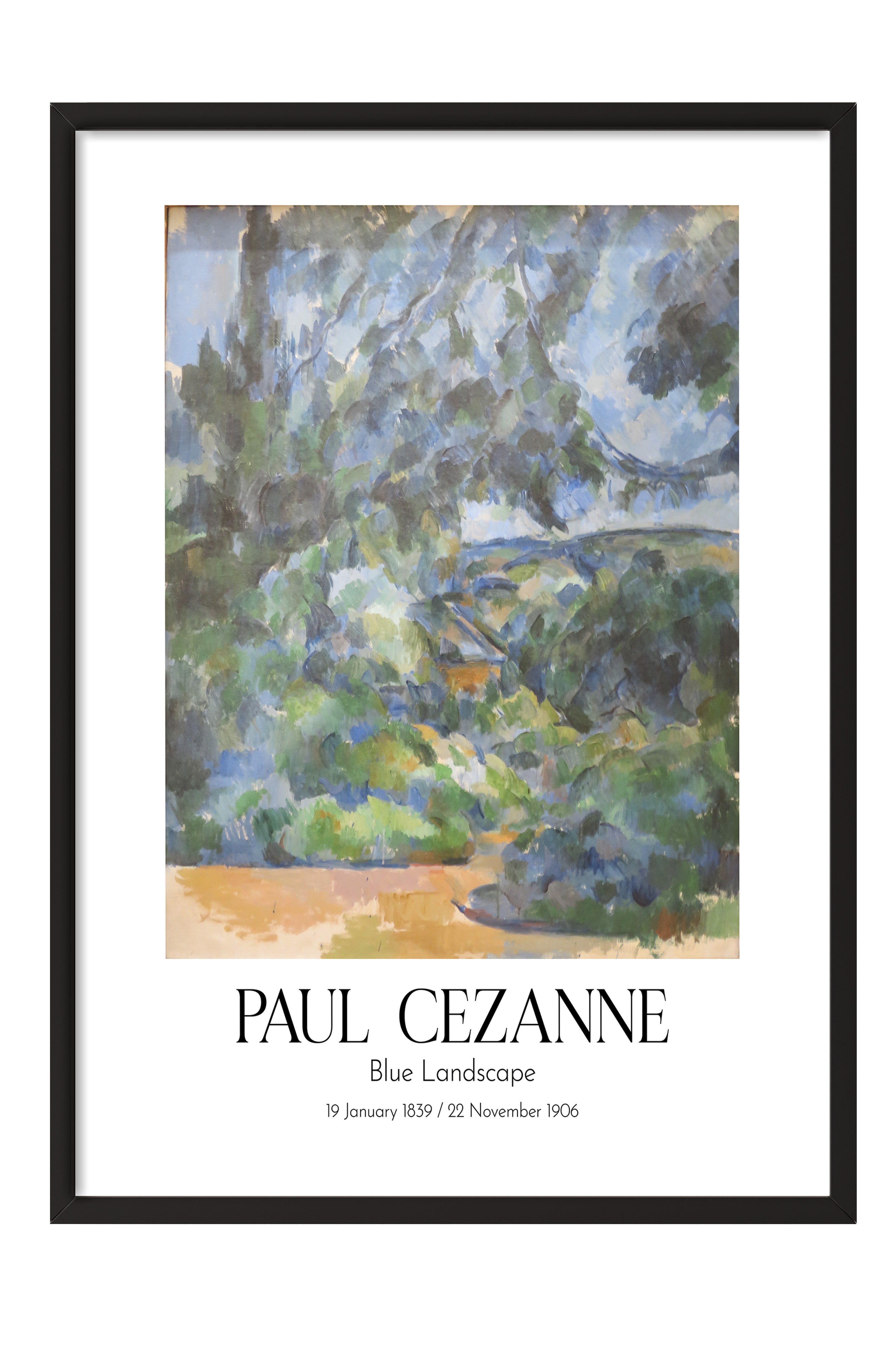Paul Cezanne - Blue Landscape, Siyah Çerçeveli Tablo, Sanat Serisi NO:110453