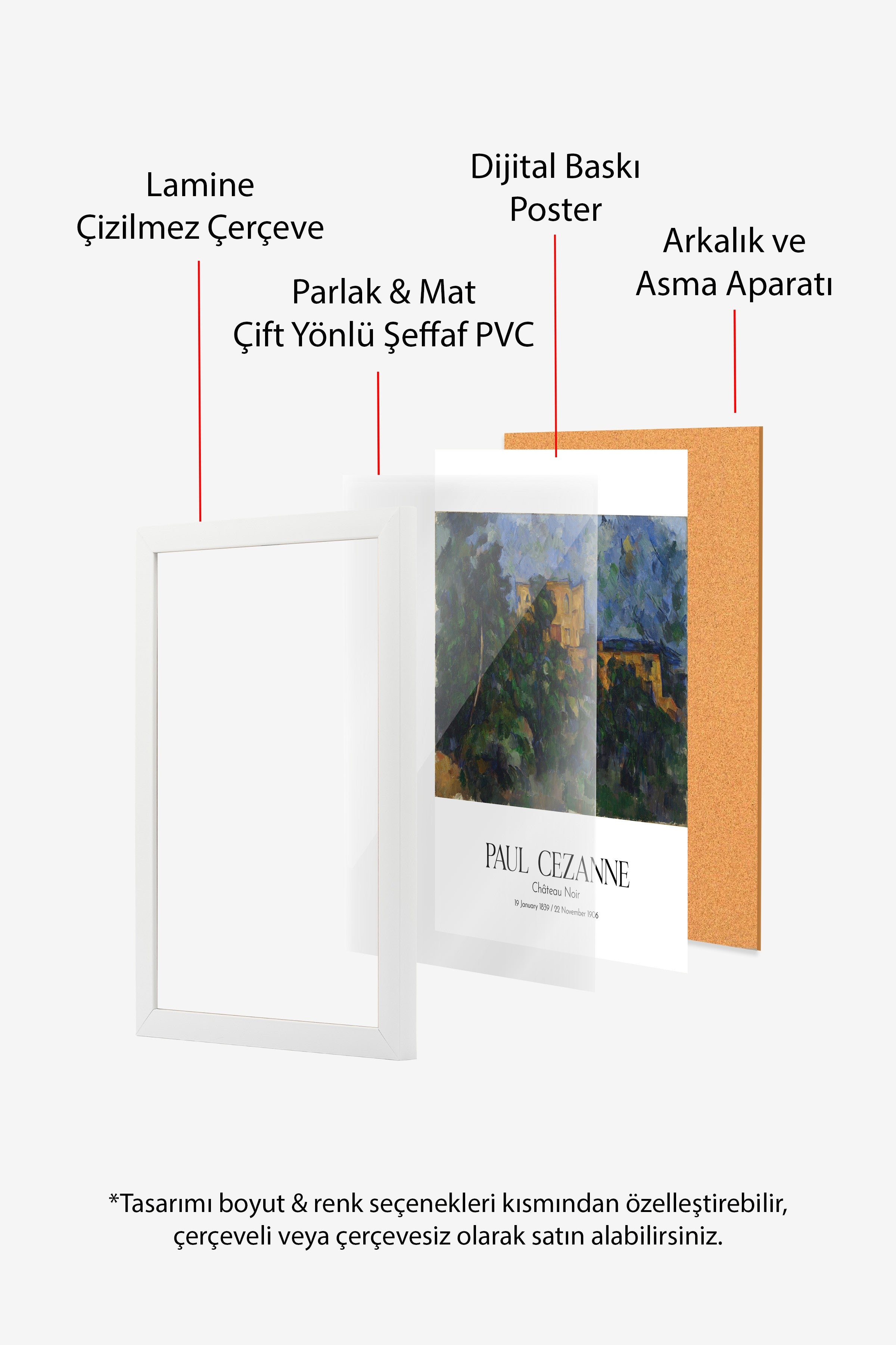 Paul Cezanne - Château Noir, Beyaz Çerçeveli Tablo, Sanat Serisi NO:110454