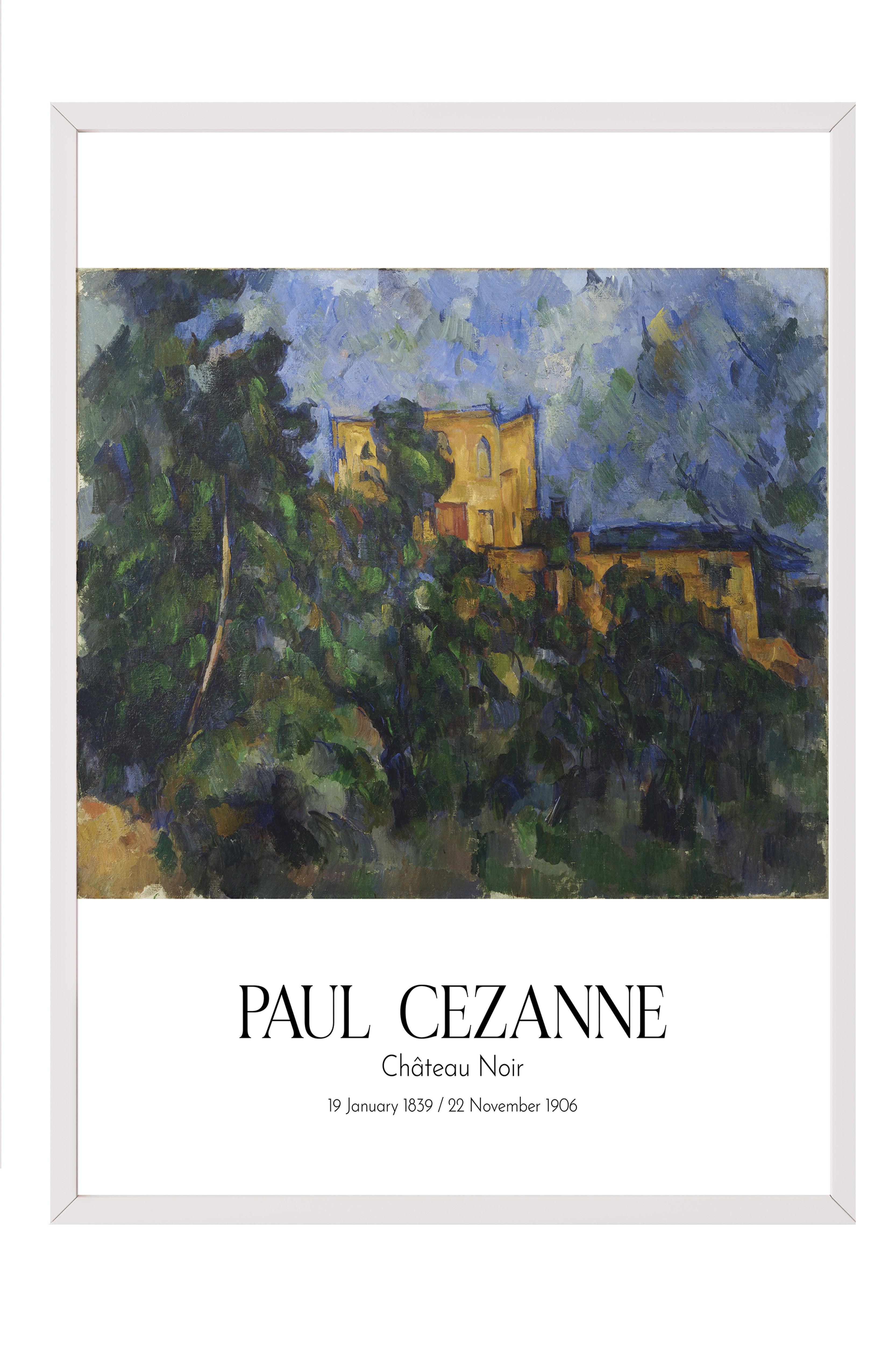 Paul Cezanne - Château Noir, Beyaz Çerçeveli Tablo, Sanat Serisi NO:110454