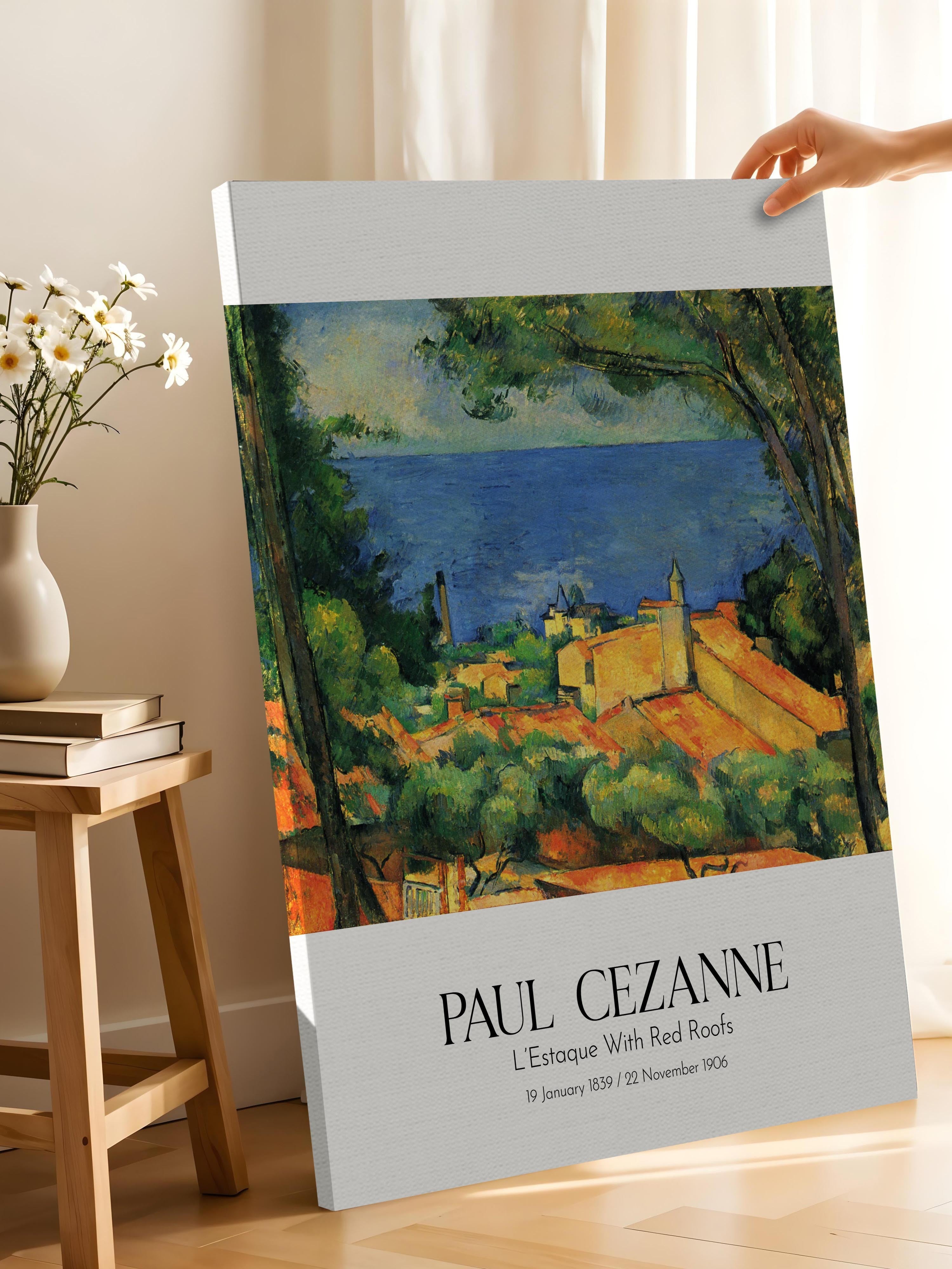 Paul Cezanne - L'Estaque With Red Roofs, Kanvas Tablo, Sanat Serisi NO:110462