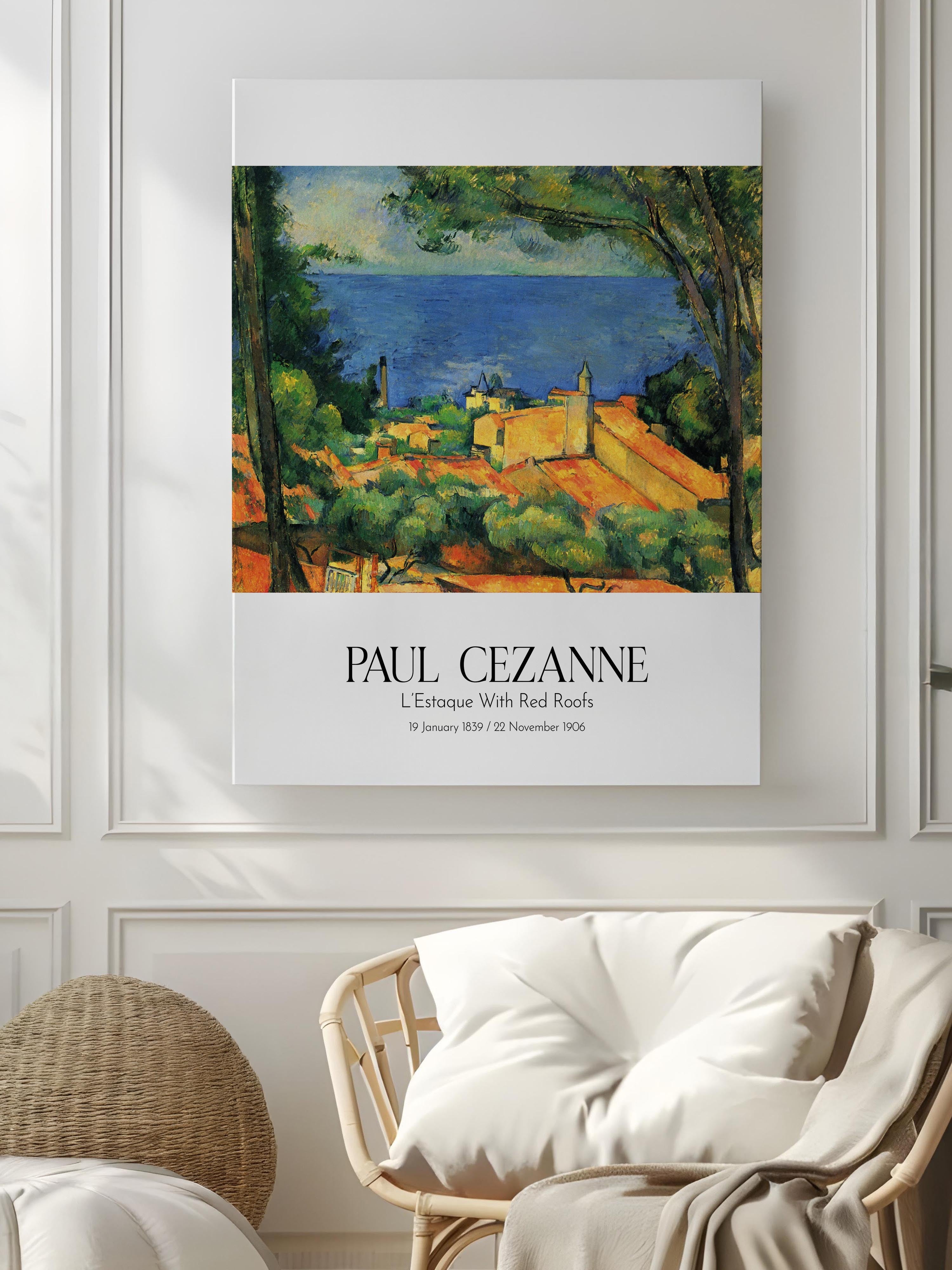 Paul Cezanne - L'Estaque With Red Roofs, Kanvas Tablo, Sanat Serisi NO:110462