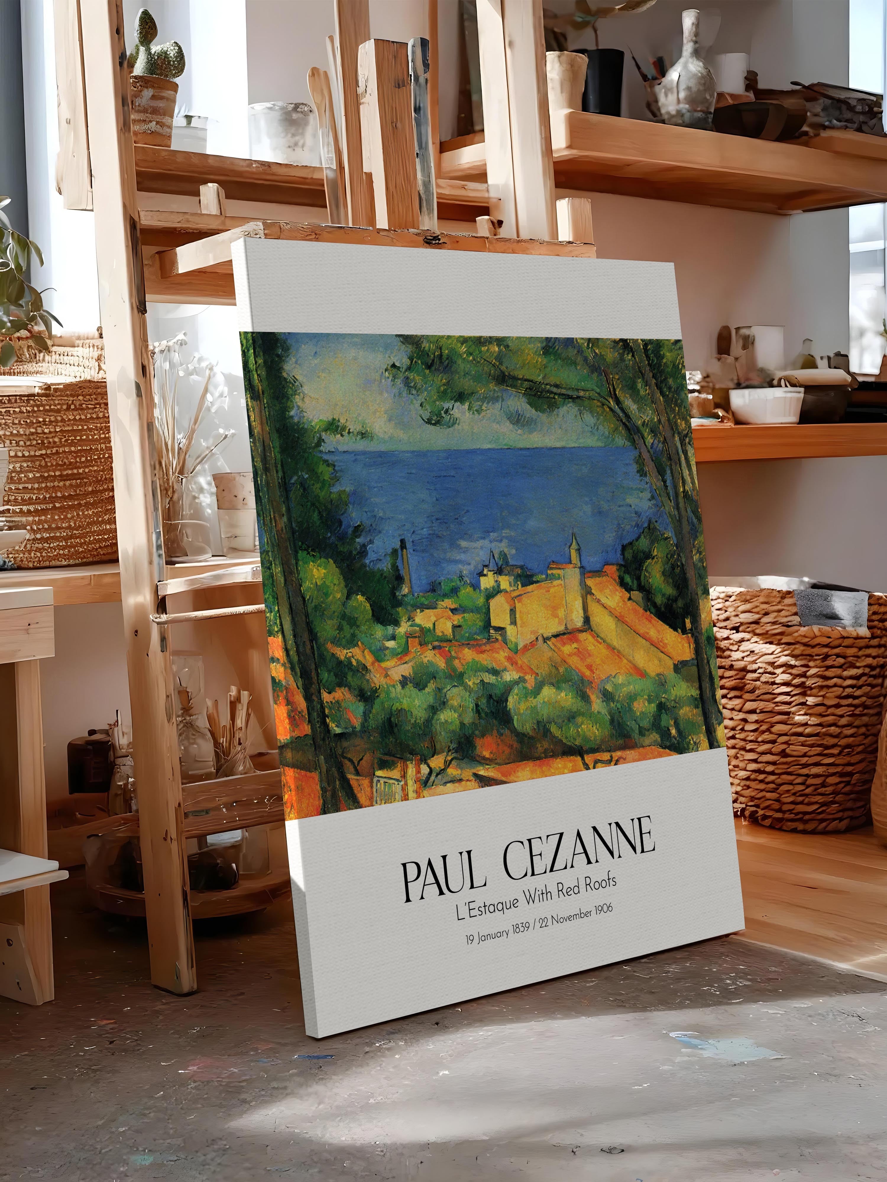 Paul Cezanne - L'Estaque With Red Roofs, Kanvas Tablo, Sanat Serisi NO:110462