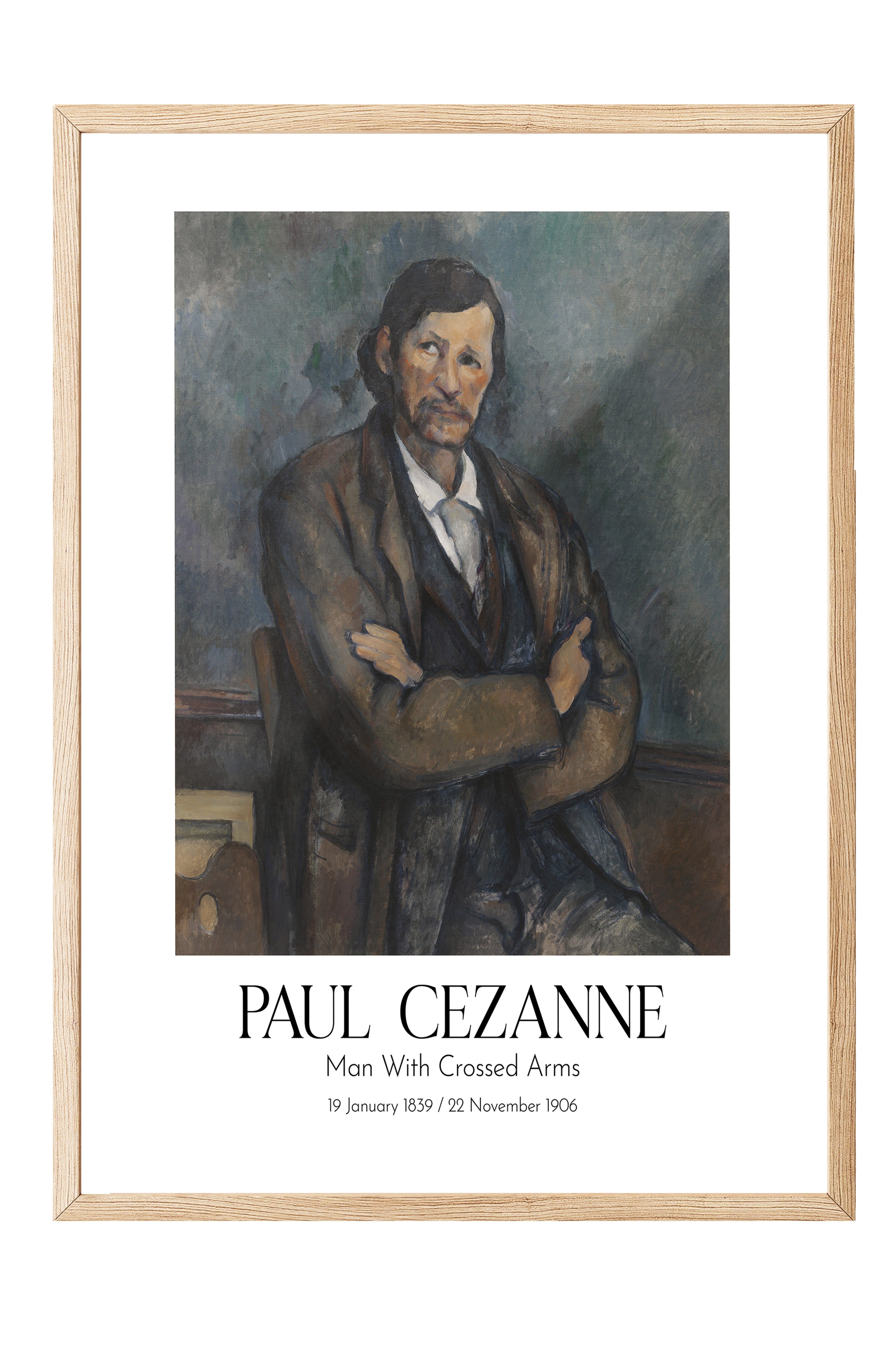 Paul Cezanne - Man With Crossed Arms, Ahşap Çerçeveli Tablo, Sanat Serisi NO:110463
