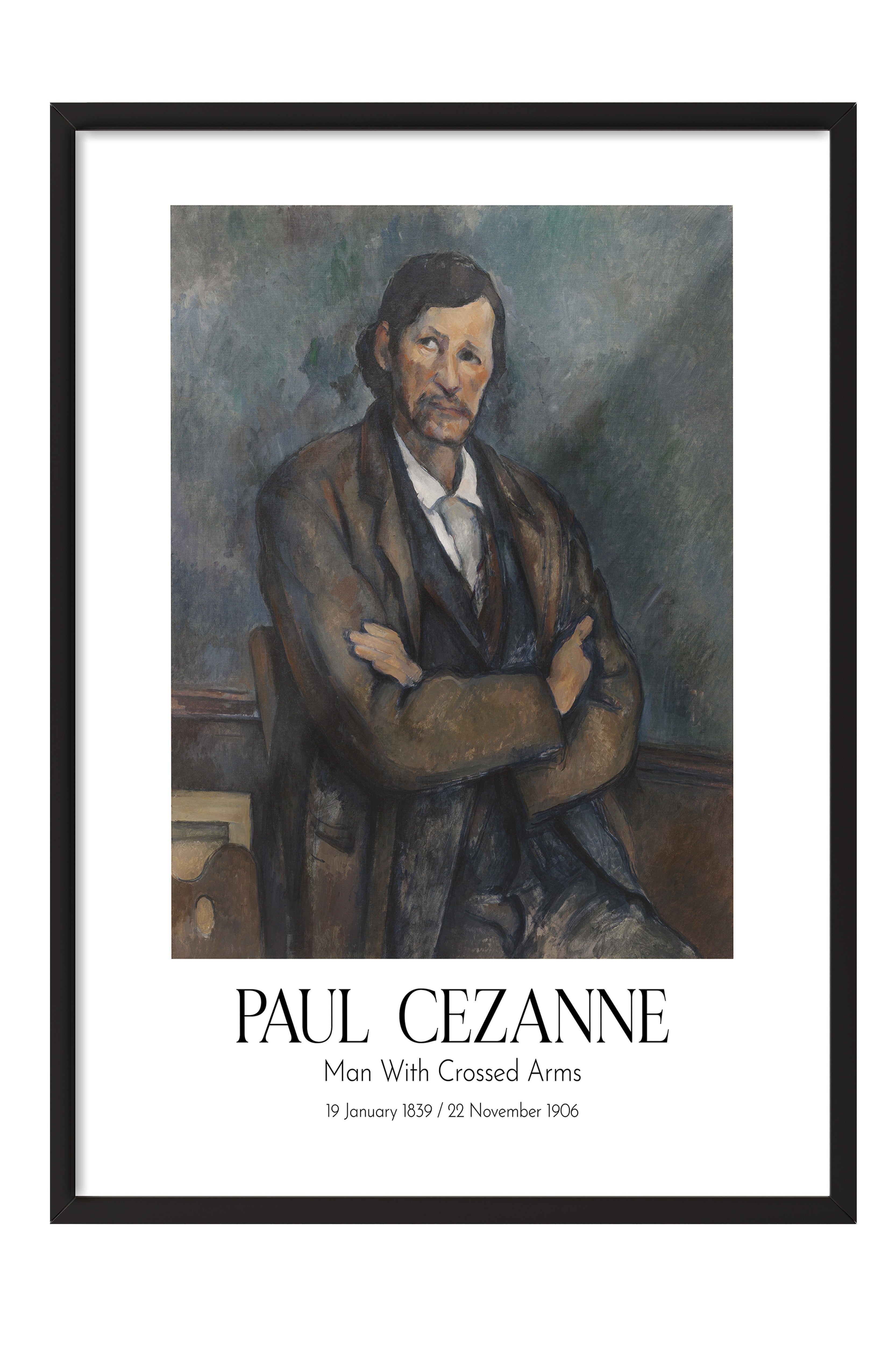 Paul Cezanne - Man With Crossed Arms, Siyah Çerçeveli Tablo, Sanat Serisi NO:110463