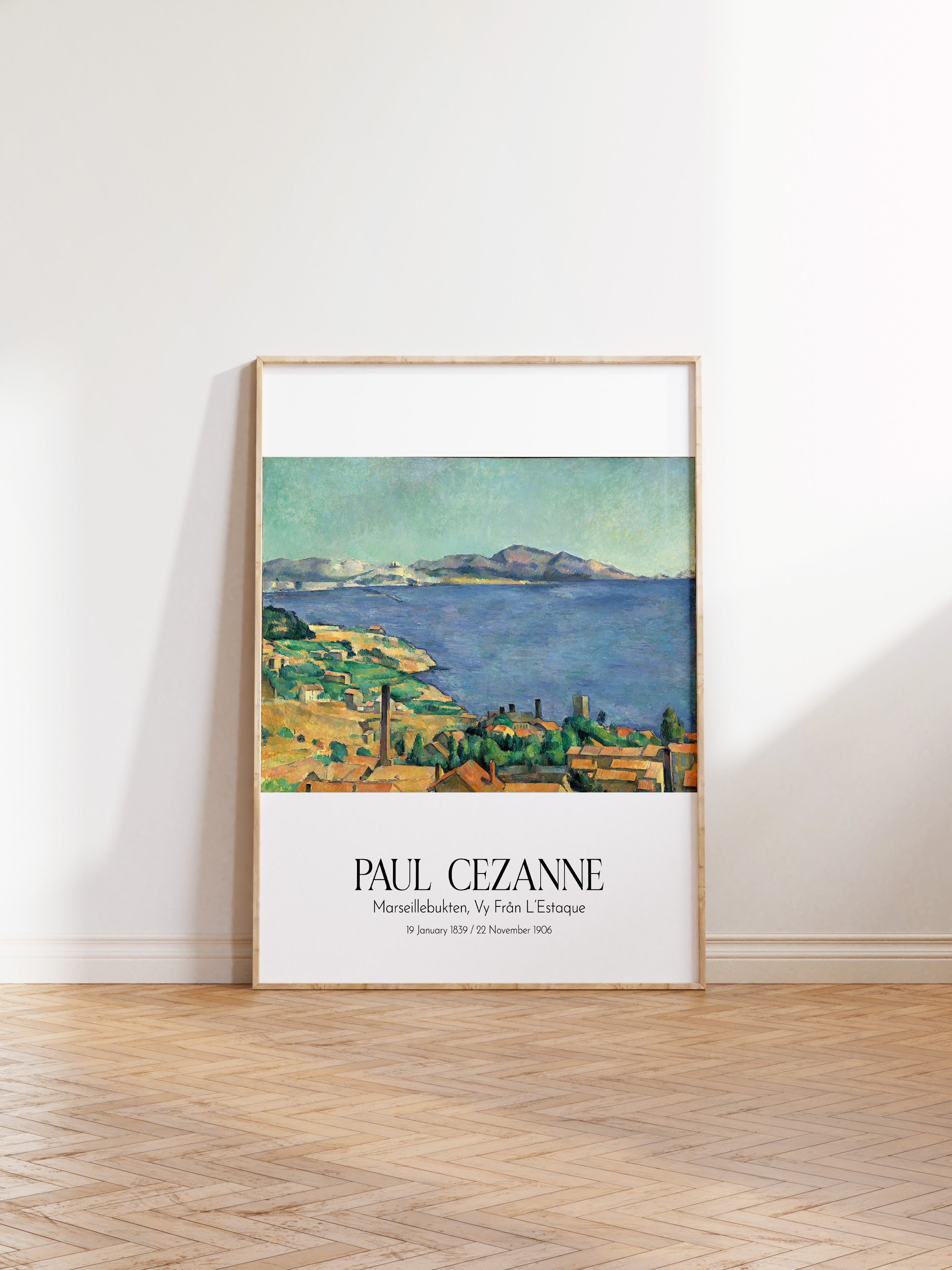 Paul Cezanne - Marseillebukten, Vy Från L'Estaque, Ahşap Çerçeveli Tablo, Sanat Serisi NO:110484
