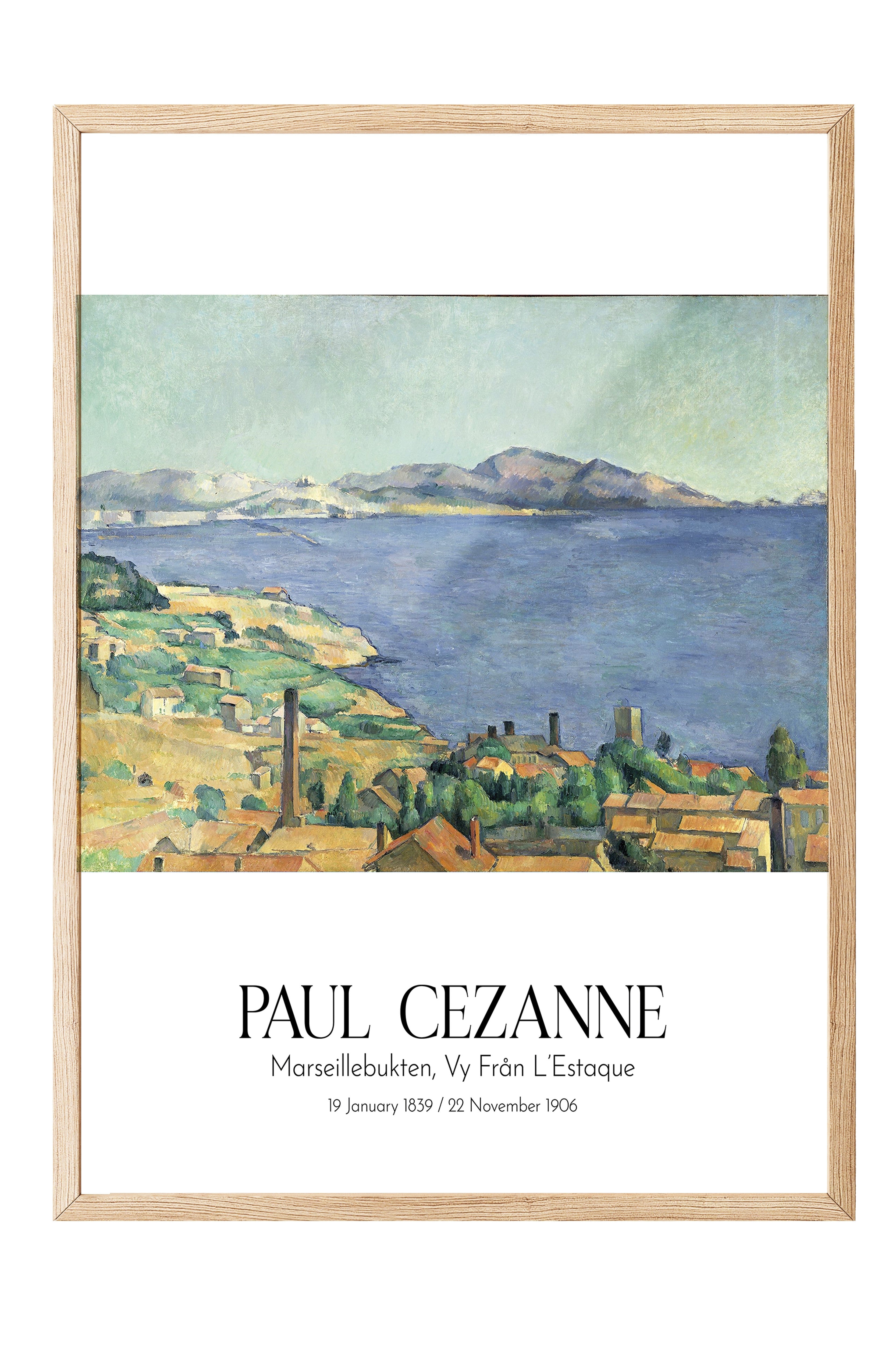 Paul Cezanne - Marseillebukten, Vy Från L'Estaque, Ahşap Çerçeveli Tablo, Sanat Serisi NO:110484