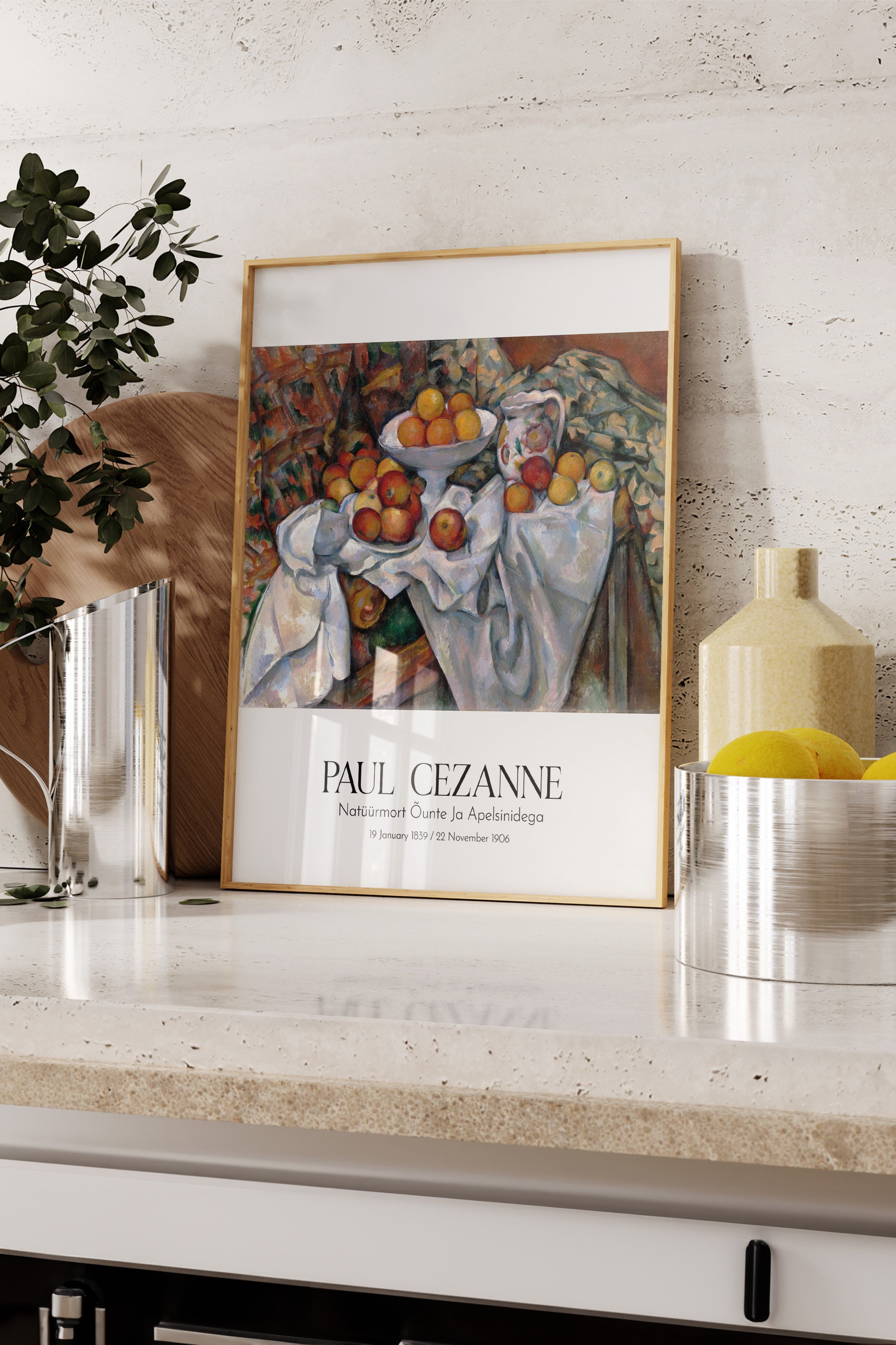 Paul Cezanne - Natüürmort Õunte Ja Apelsinidega, Ahşap Çerçeveli Tablo, Sanat Serisi NO:110464