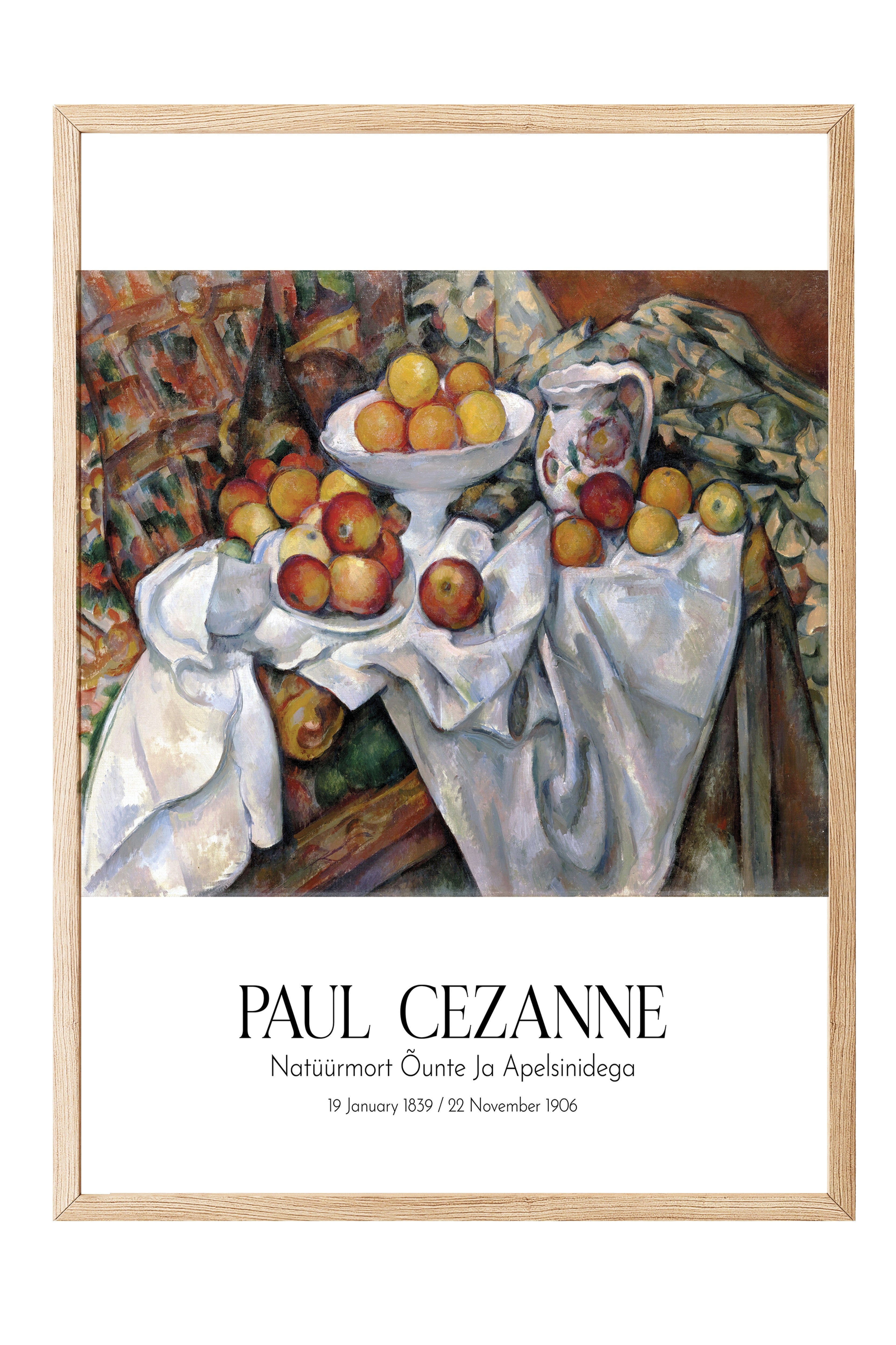 Paul Cezanne - Natüürmort Õunte Ja Apelsinidega, Ahşap Çerçeveli Tablo, Sanat Serisi NO:110464