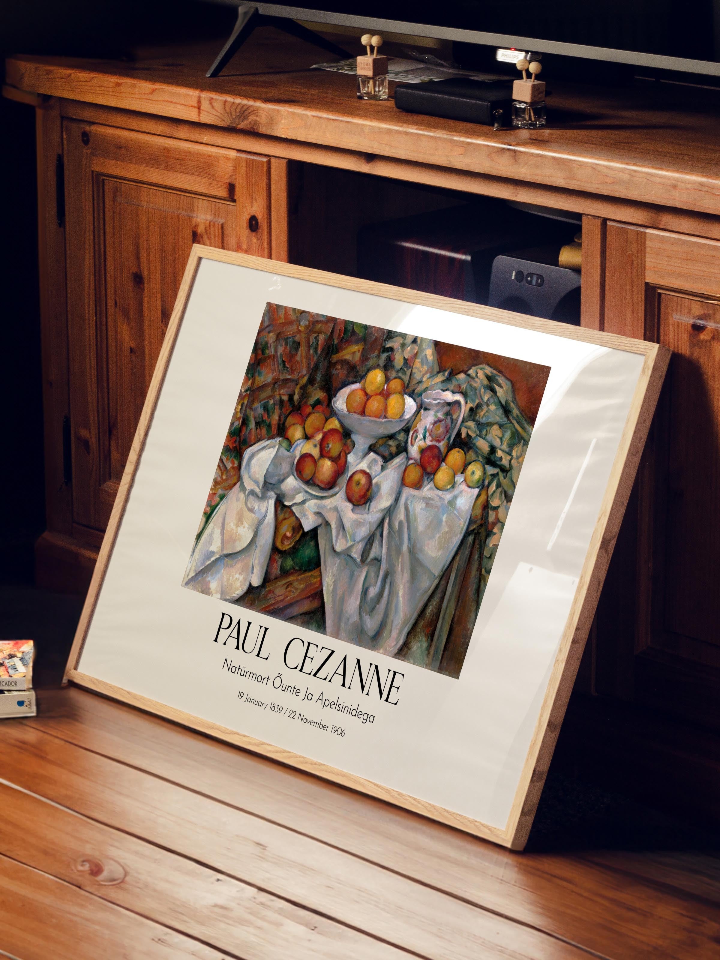 Paul Cezanne - Natüürmort Õunte Ja Apelsinidega, Ahşap Çerçeveli Tablo, Sanat Serisi NO:110488