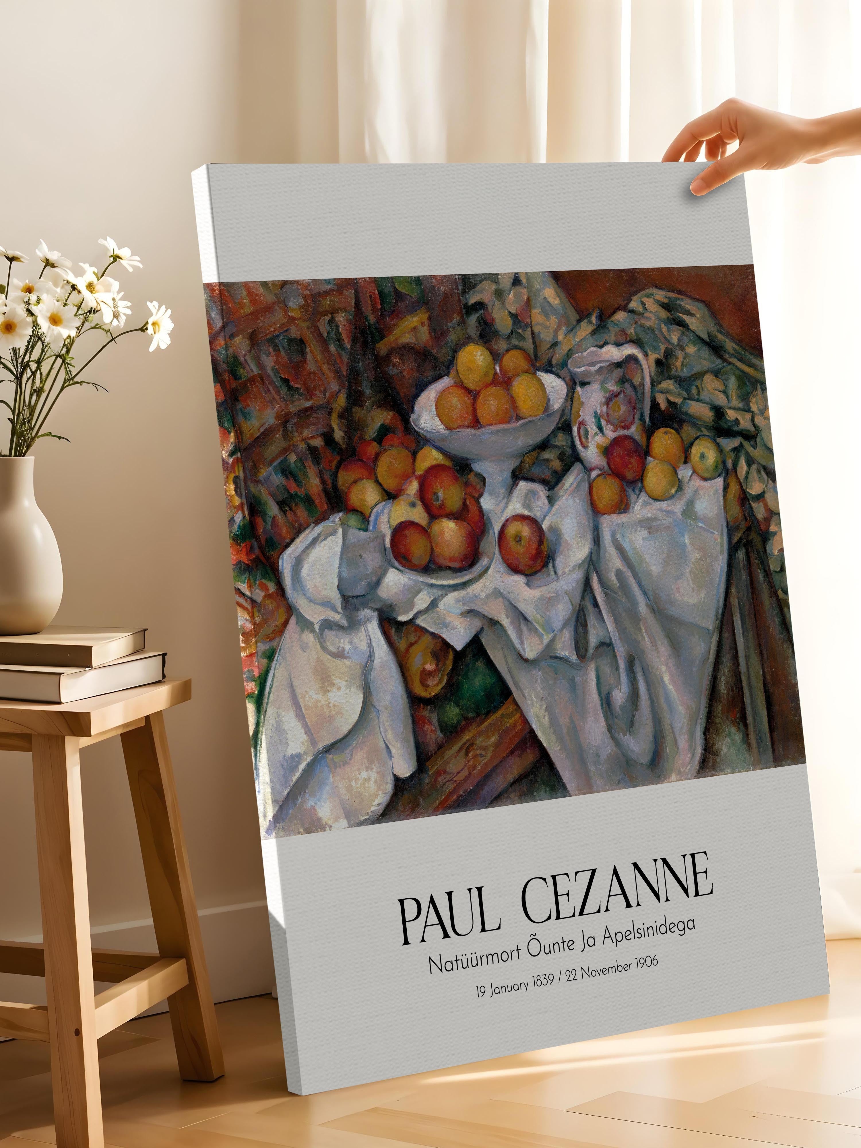 Paul Cezanne - Natüürmort Õunte Ja Apelsinidega, Kanvas Tablo, Sanat Serisi NO:110464