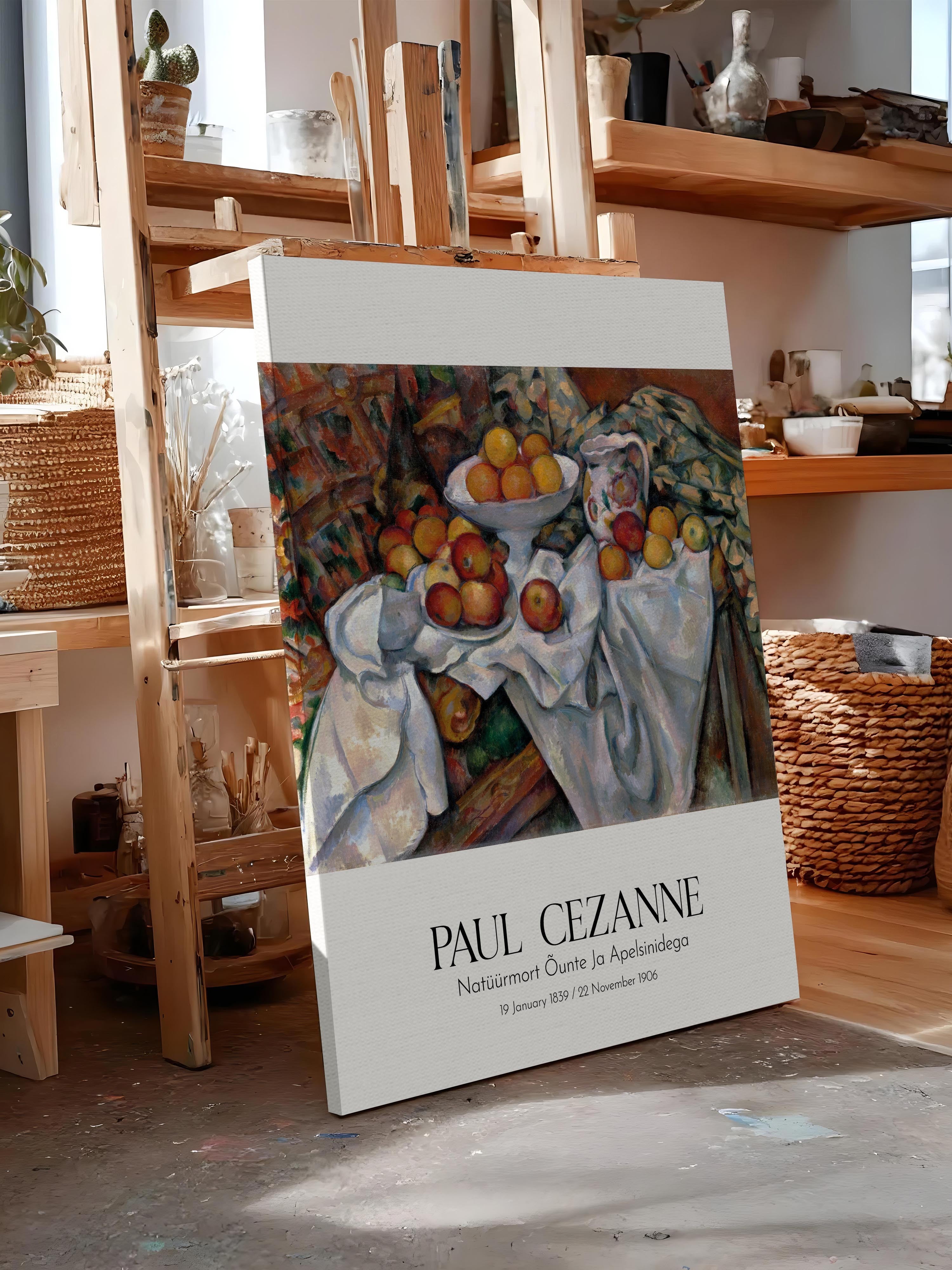 Paul Cezanne - Natüürmort Õunte Ja Apelsinidega, Kanvas Tablo, Sanat Serisi NO:110464