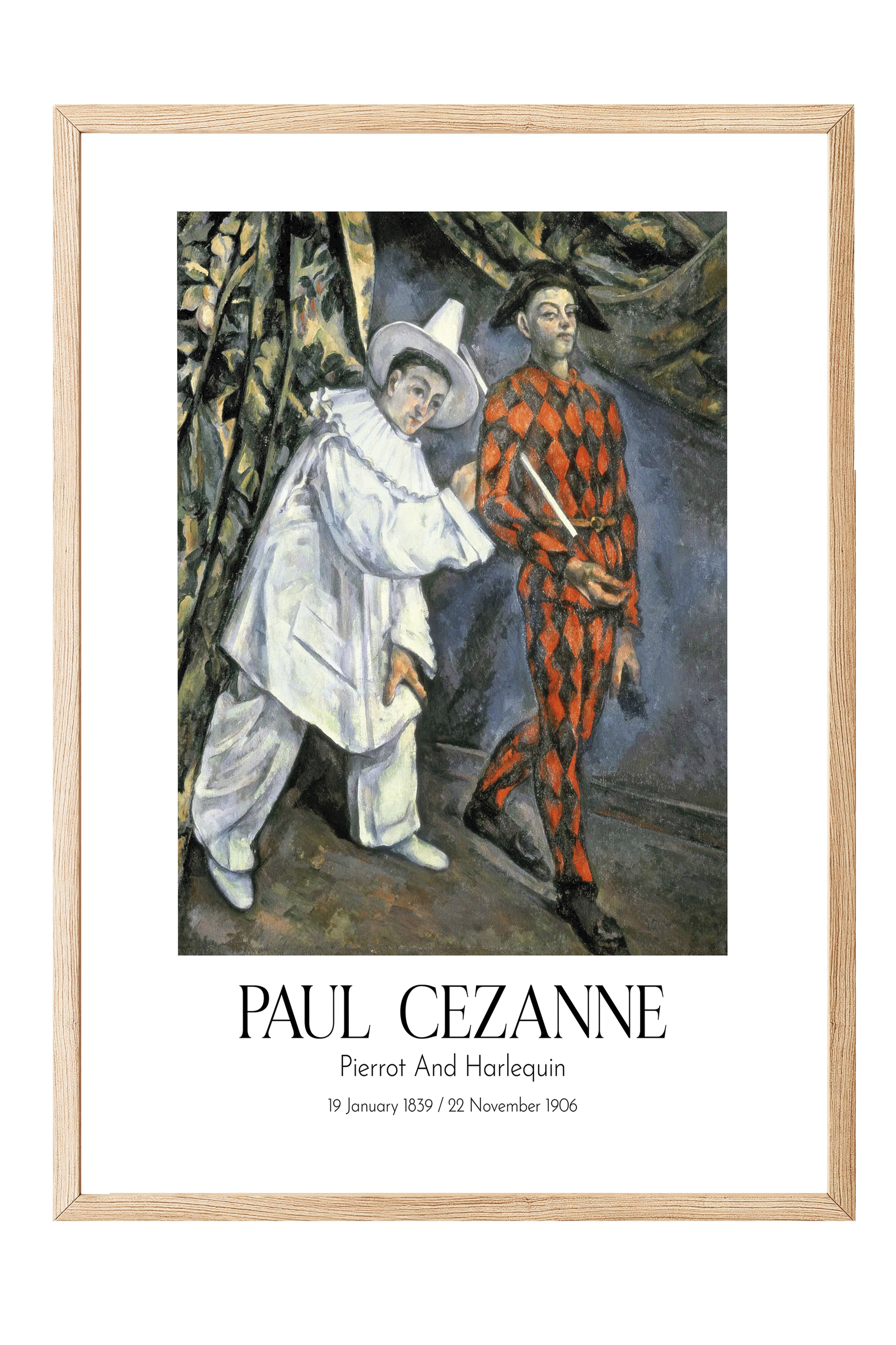 Paul Cezanne - Pierrot And Harlequin, Ahşap Çerçeveli Tablo, Sanat Serisi NO:110458