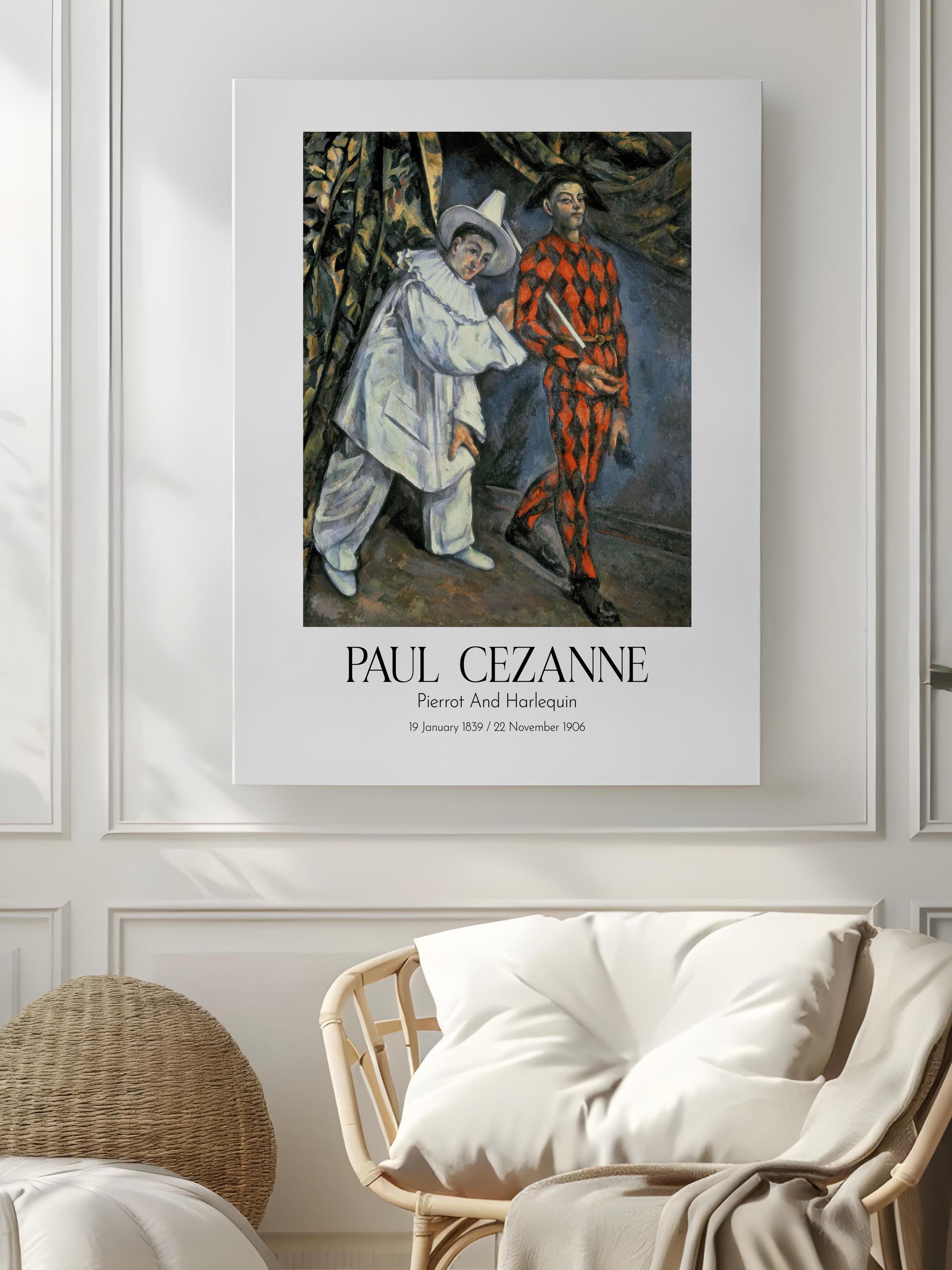 Paul Cezanne - Pierrot And Harlequin, Kanvas Tablo, Sanat Serisi NO:110458