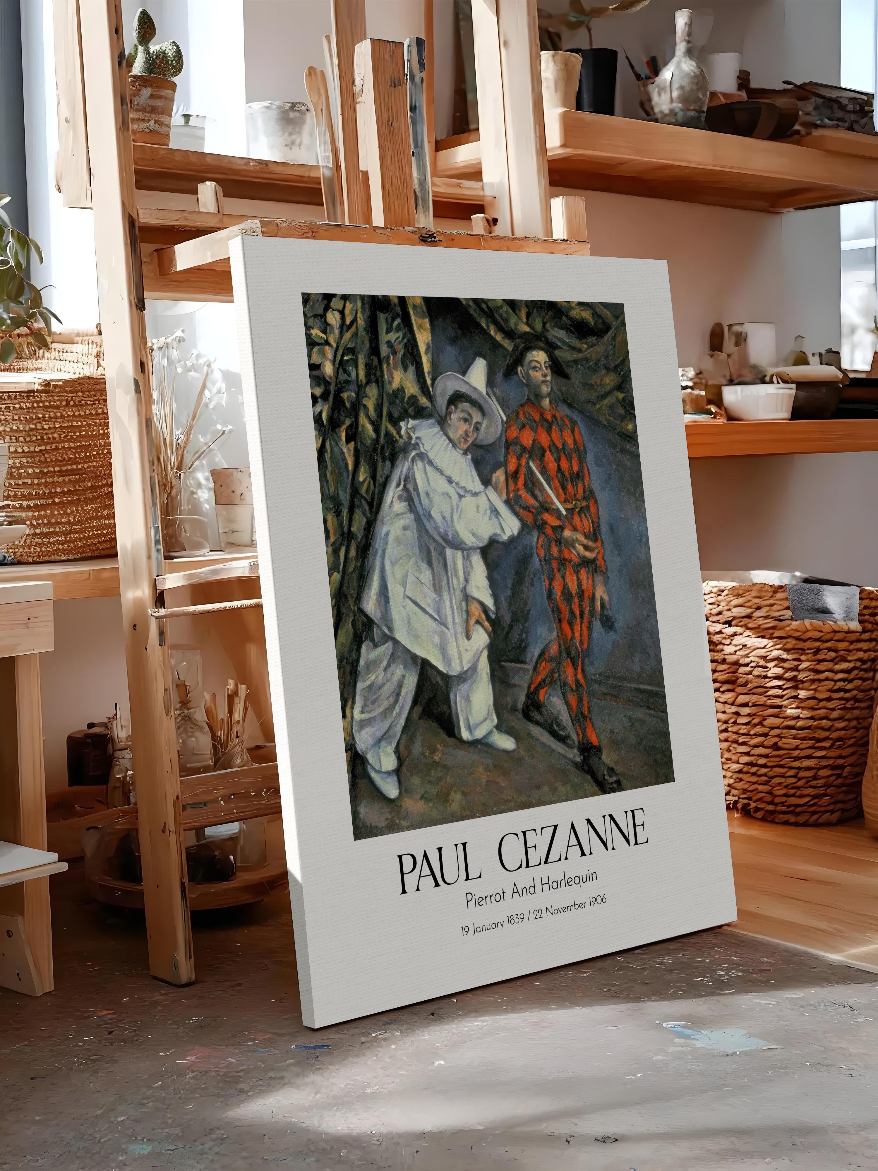 Paul Cezanne - Pierrot And Harlequin, Kanvas Tablo, Sanat Serisi NO:110458