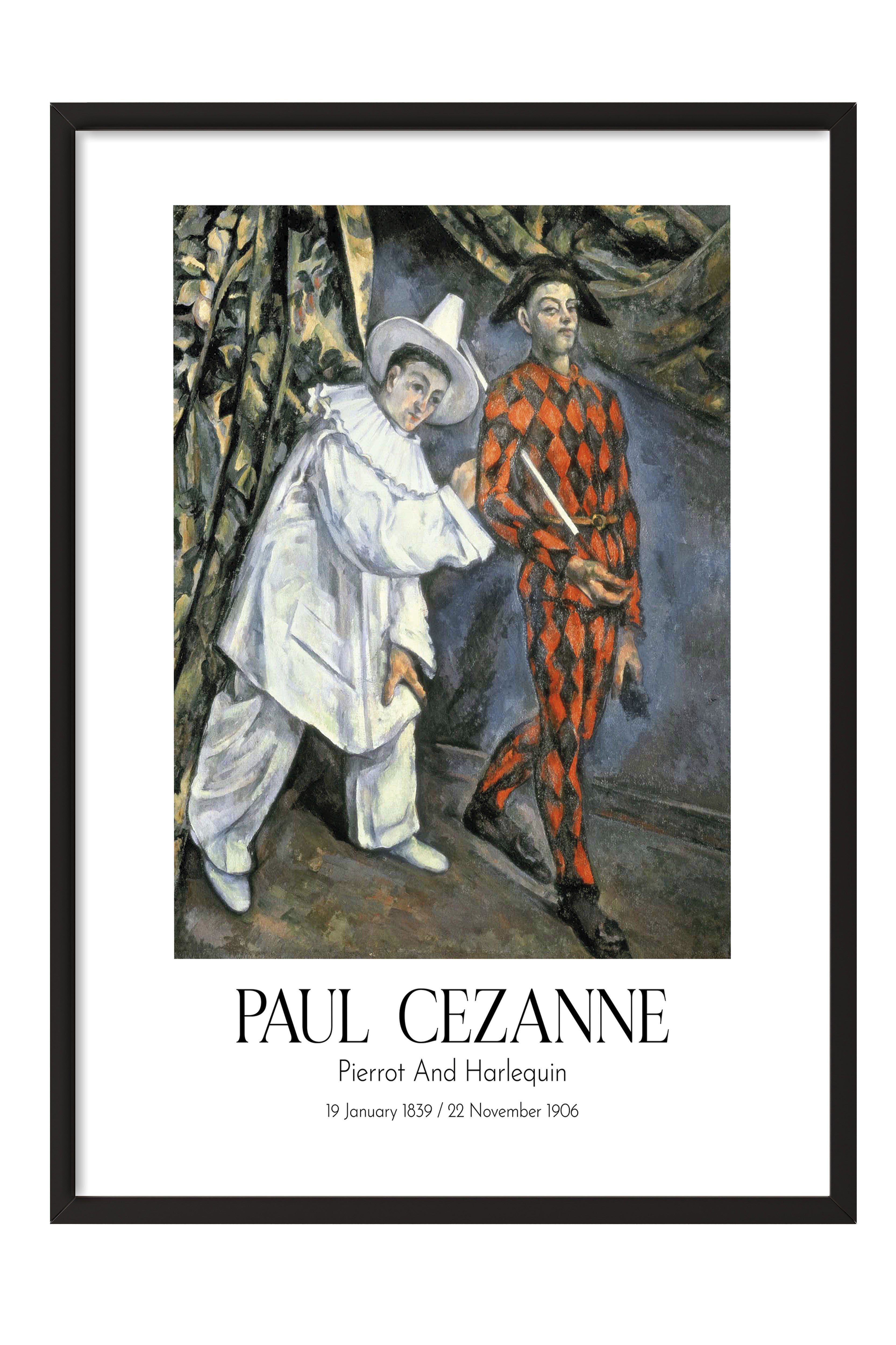 Paul Cezanne - Pierrot And Harlequin, Siyah Çerçeveli Tablo, Sanat Serisi NO:110458