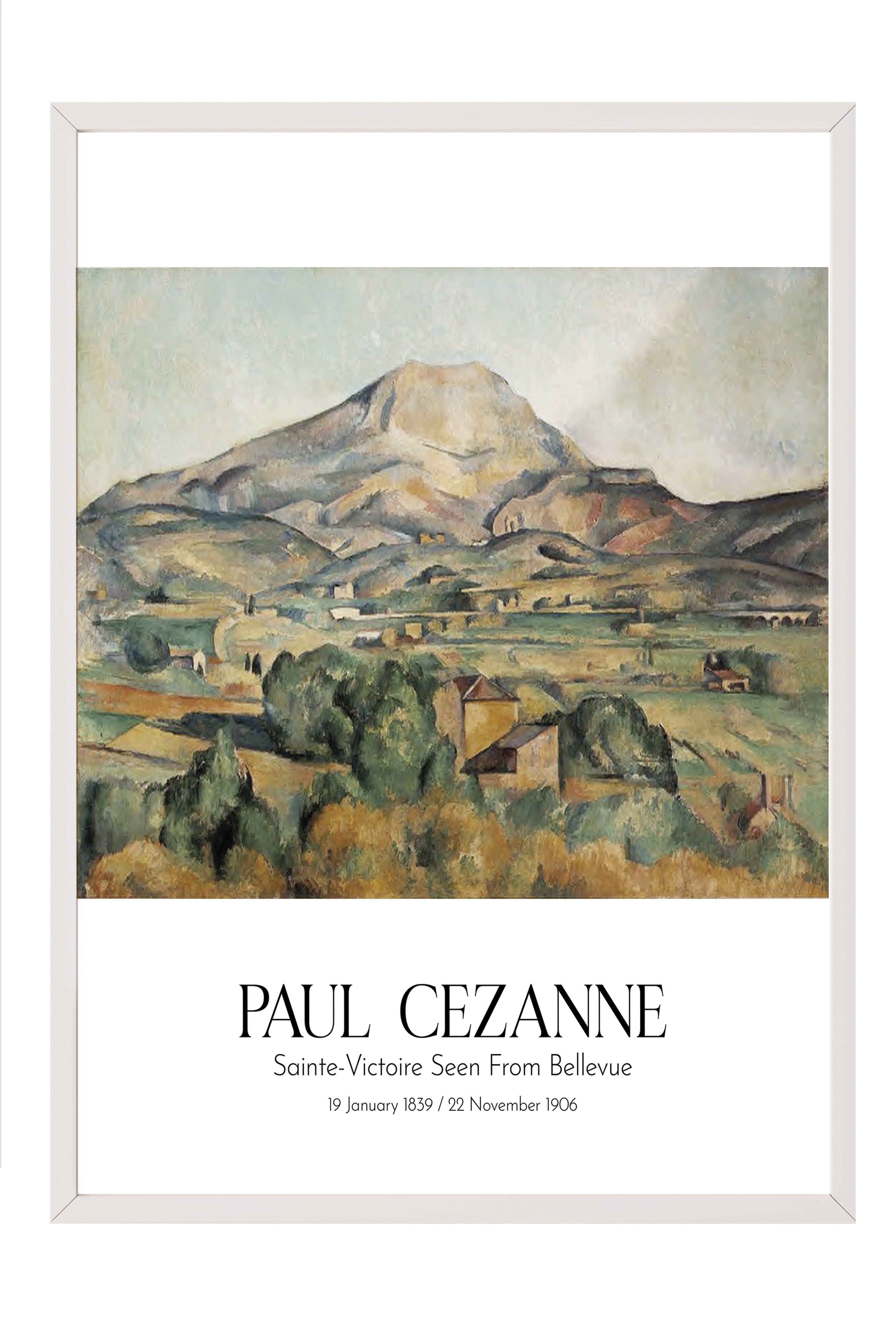 Paul Cezanne - Sainte-Victoire Seen From Bellevue, Beyaz Çerçeveli Tablo, Sanat Serisi NO:110485