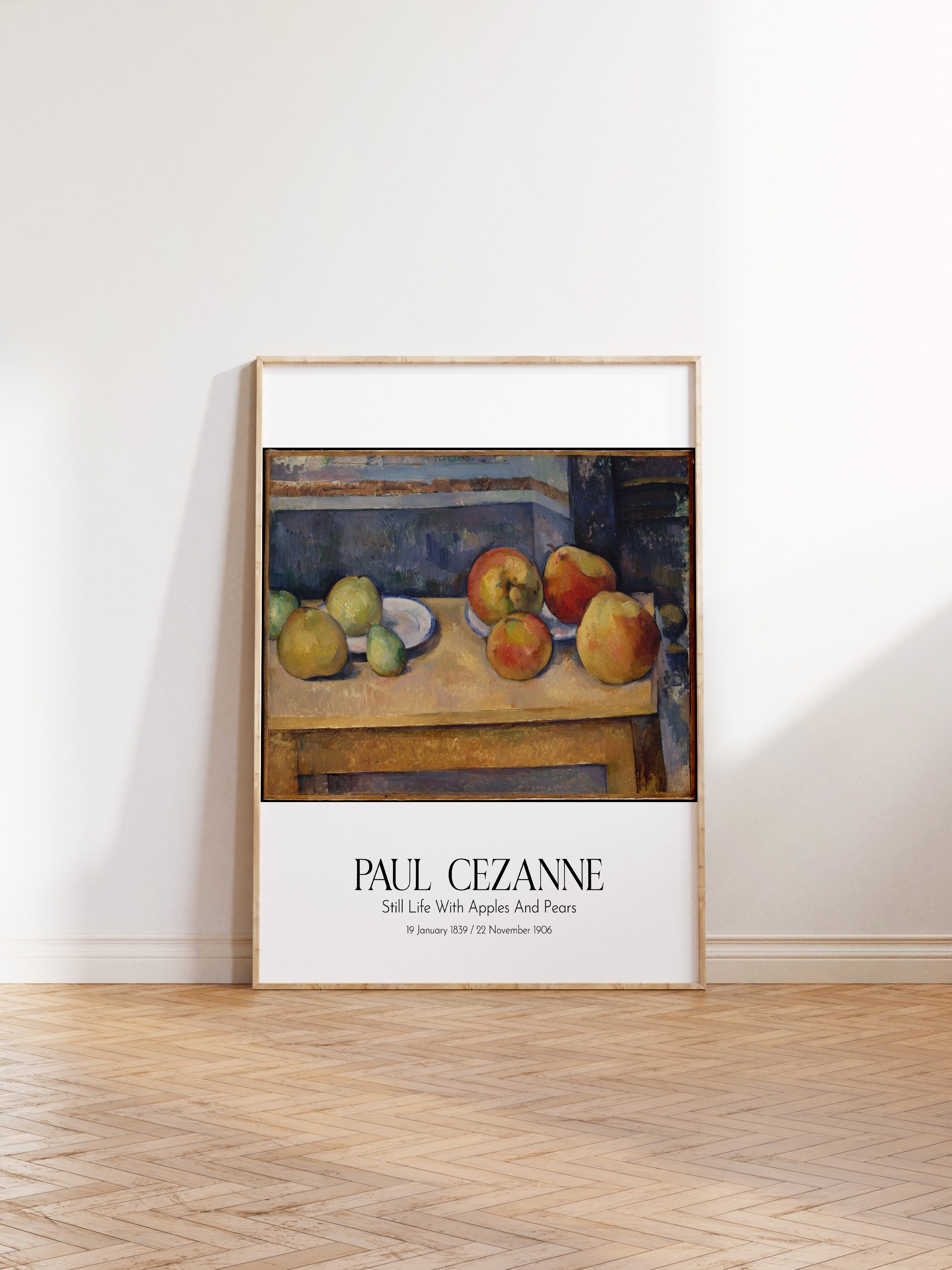Paul Cezanne - Still Life With Apples And Pears, Ahşap Çerçeveli Tablo, Sanat Serisi NO:110467