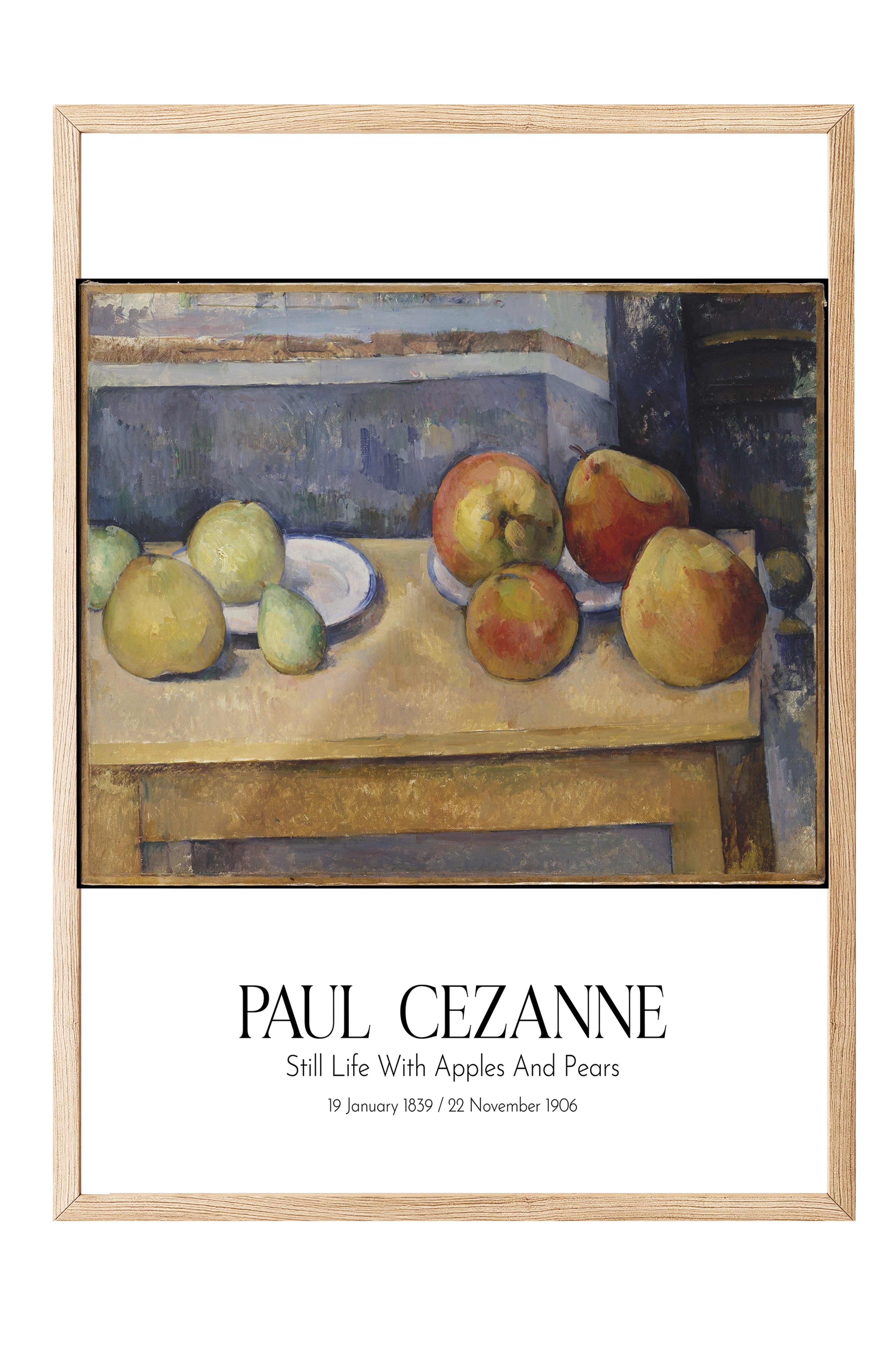Paul Cezanne - Still Life With Apples And Pears, Ahşap Çerçeveli Tablo, Sanat Serisi NO:110467