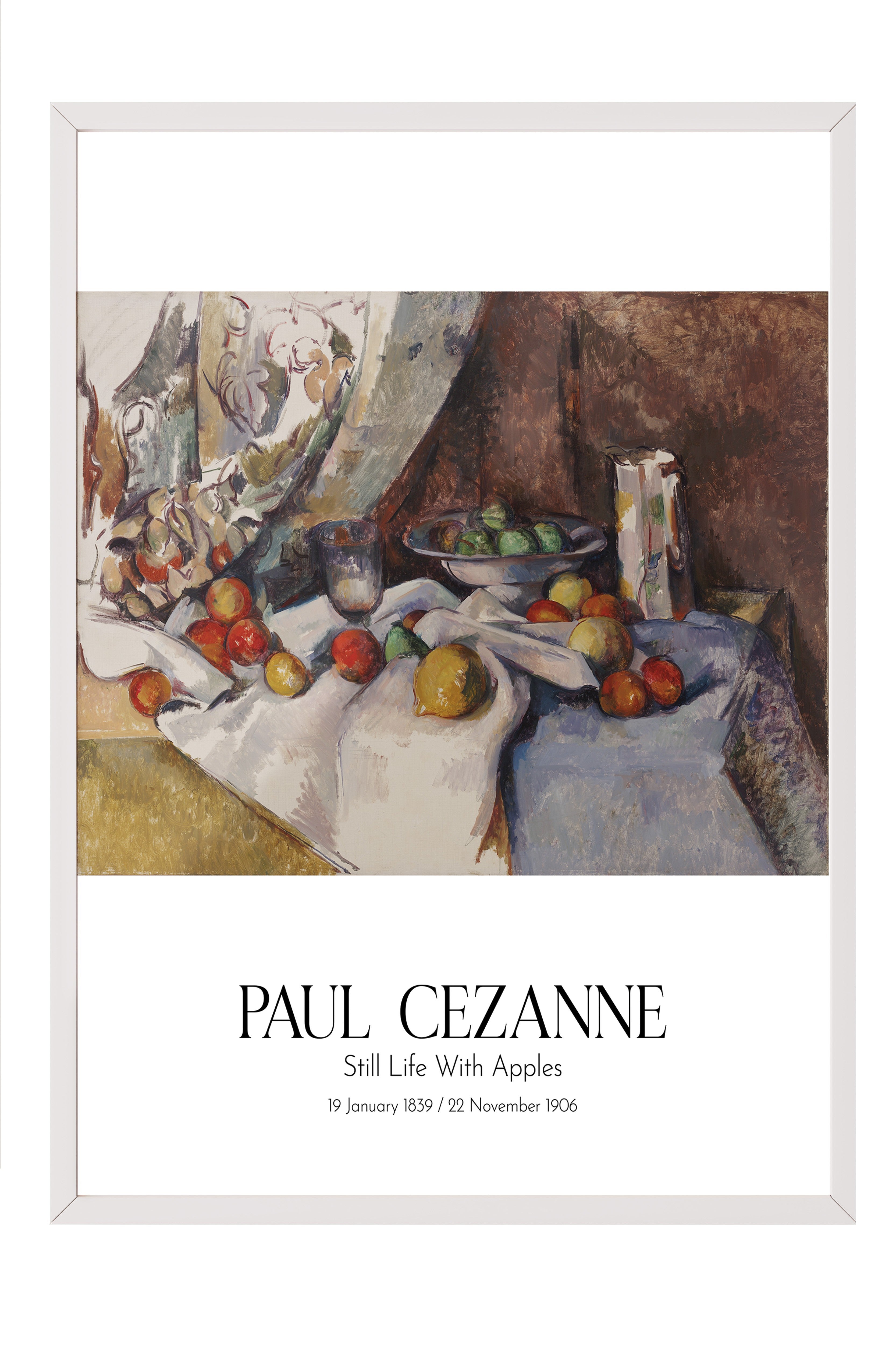 Paul Cezanne - Still Life With Apples, Beyaz Çerçeveli Tablo, Sanat Serisi NO:110468