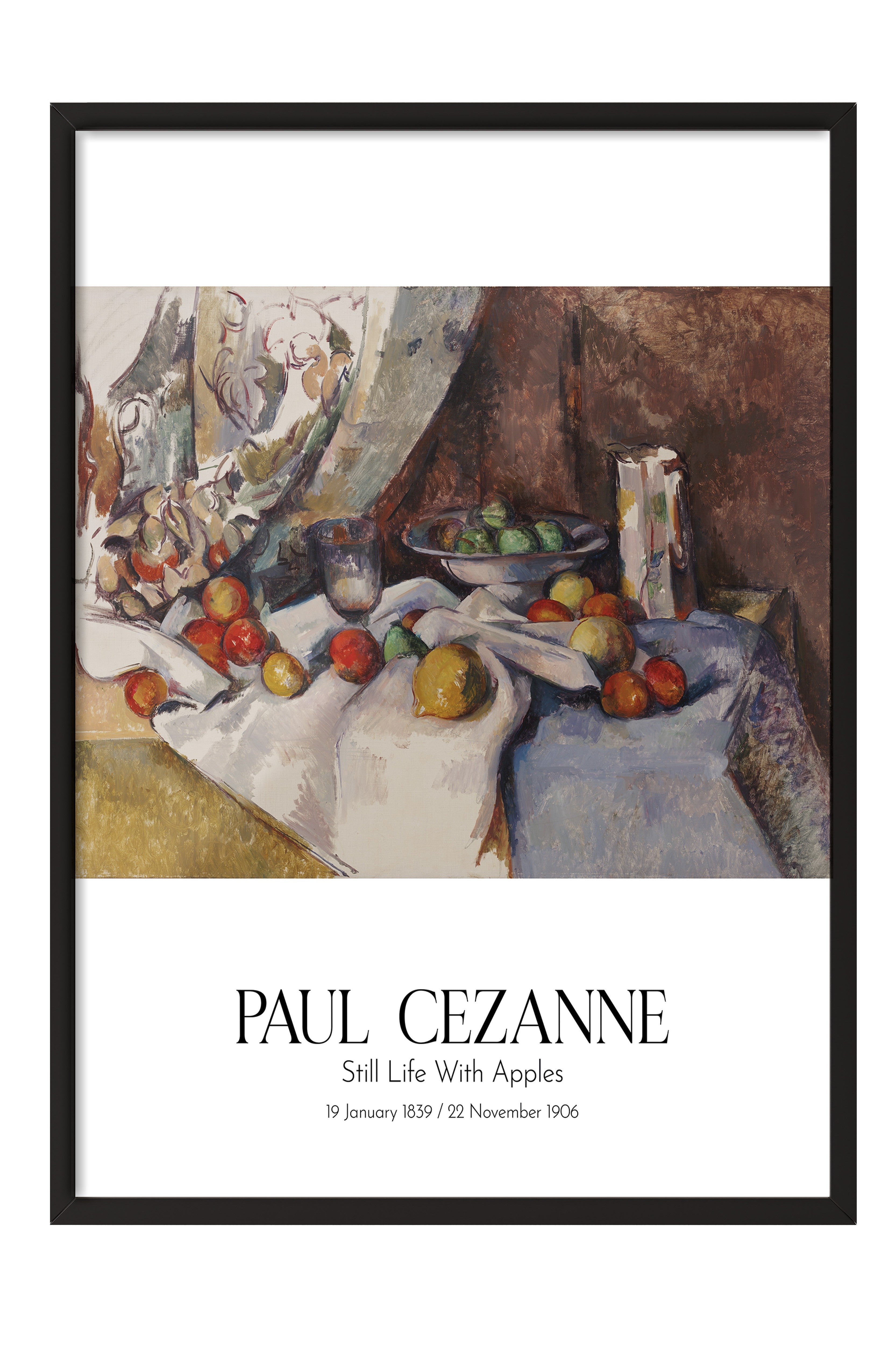 Paul Cezanne - Still Life With Apples, Siyah Çerçeveli Tablo, Sanat Serisi NO:110468
