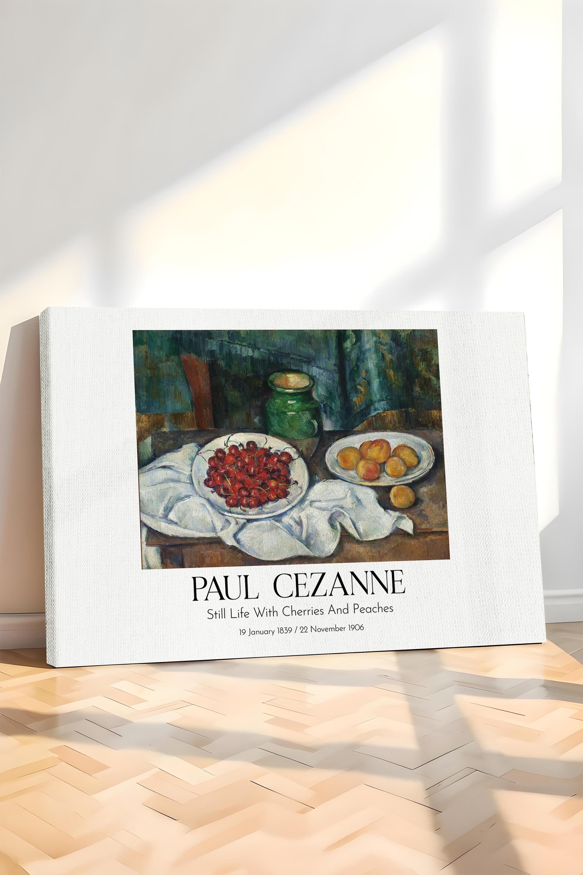 Paul Cezanne - Still Life With Cherries And Peaches, Kanvas Tablo, Sanat Serisi NO:110492
