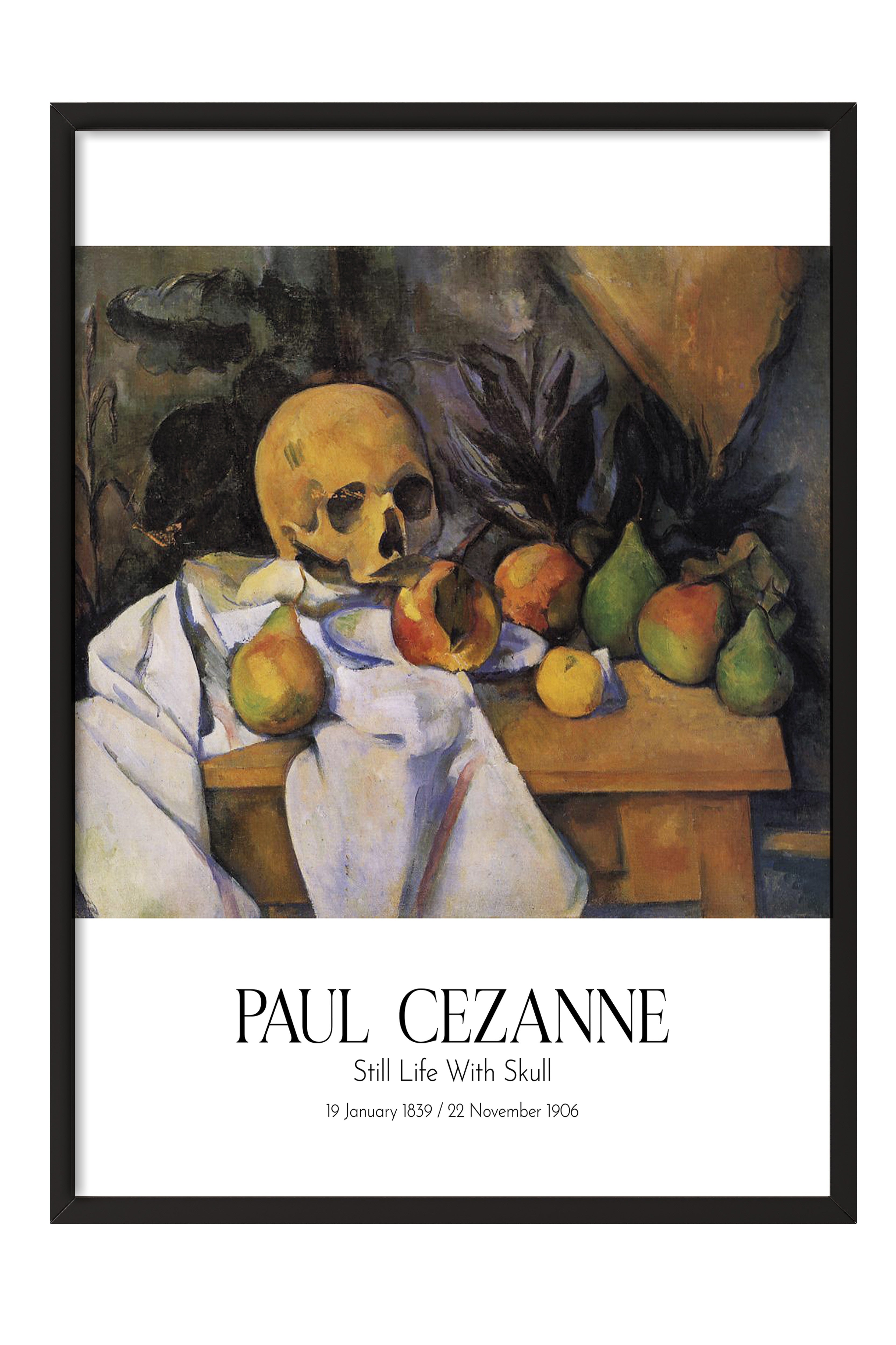 Paul Cezanne - Still Life With Skull, Siyah Çerçeveli Tablo, Sanat Serisi NO:110471