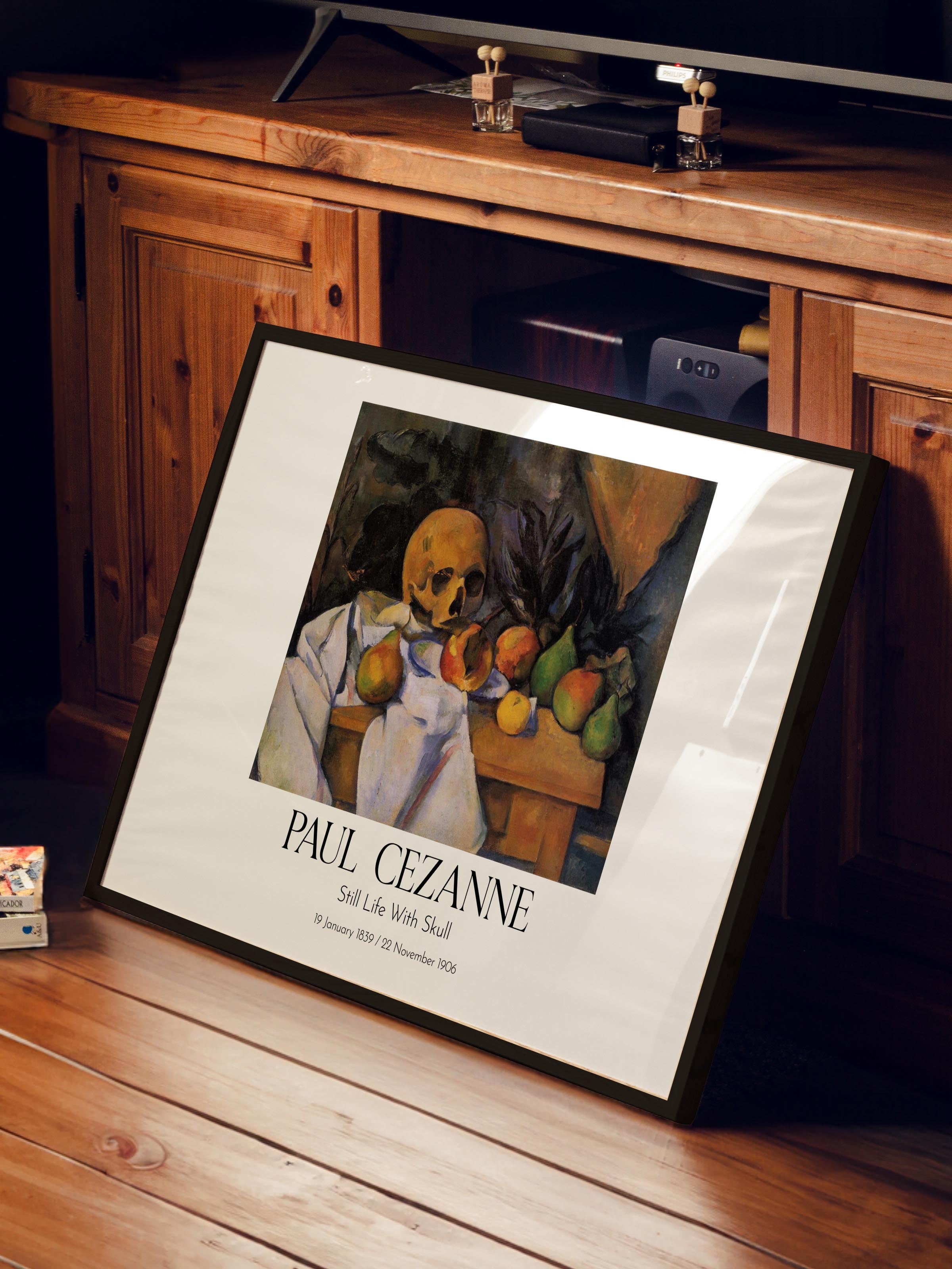 Paul Cezanne - Still Life With Skull, Siyah Çerçeveli Tablo, Sanat Serisi NO:110494