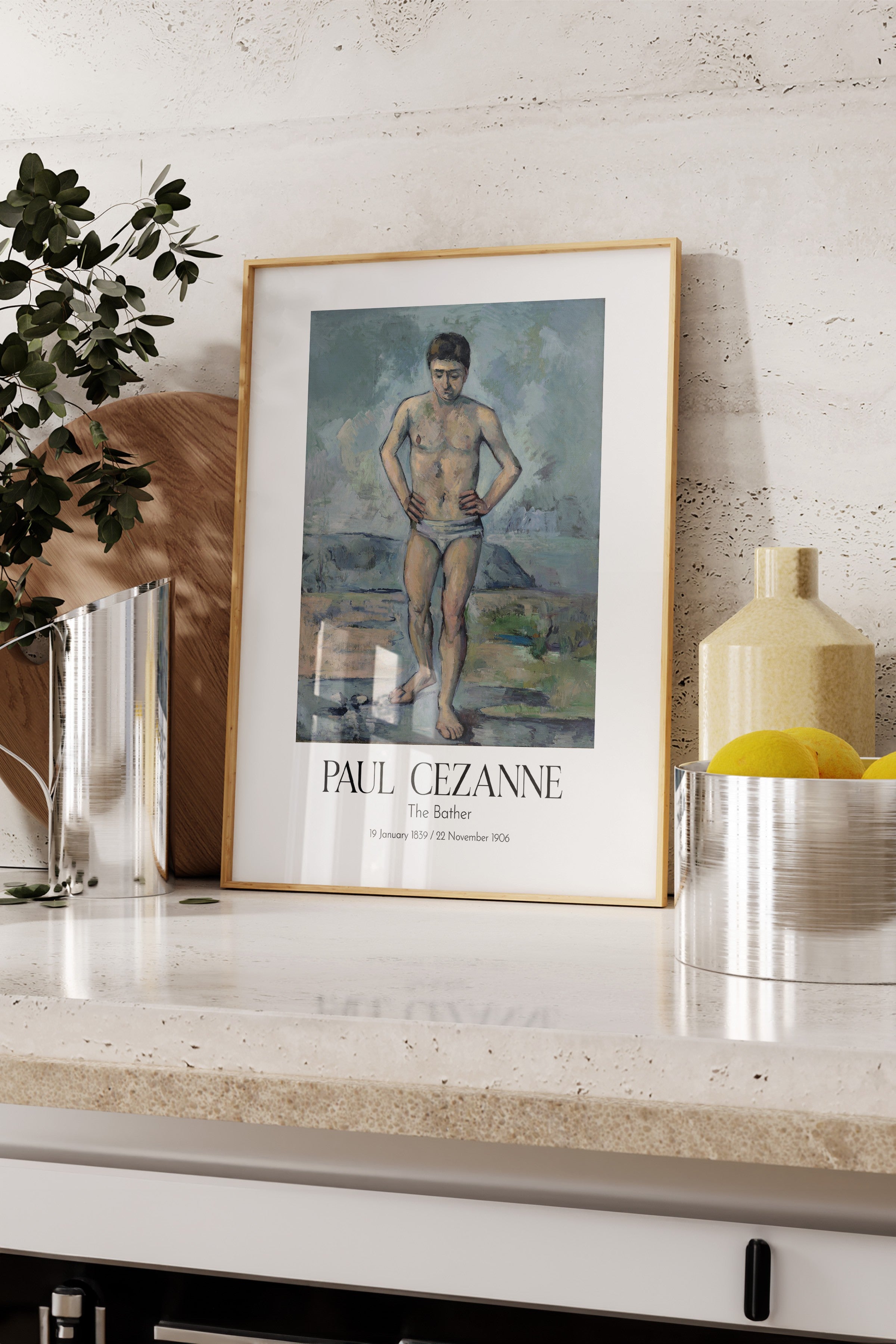 Paul Cezanne - The Bather, Ahşap Çerçeveli Tablo, Sanat Serisi NO:110473