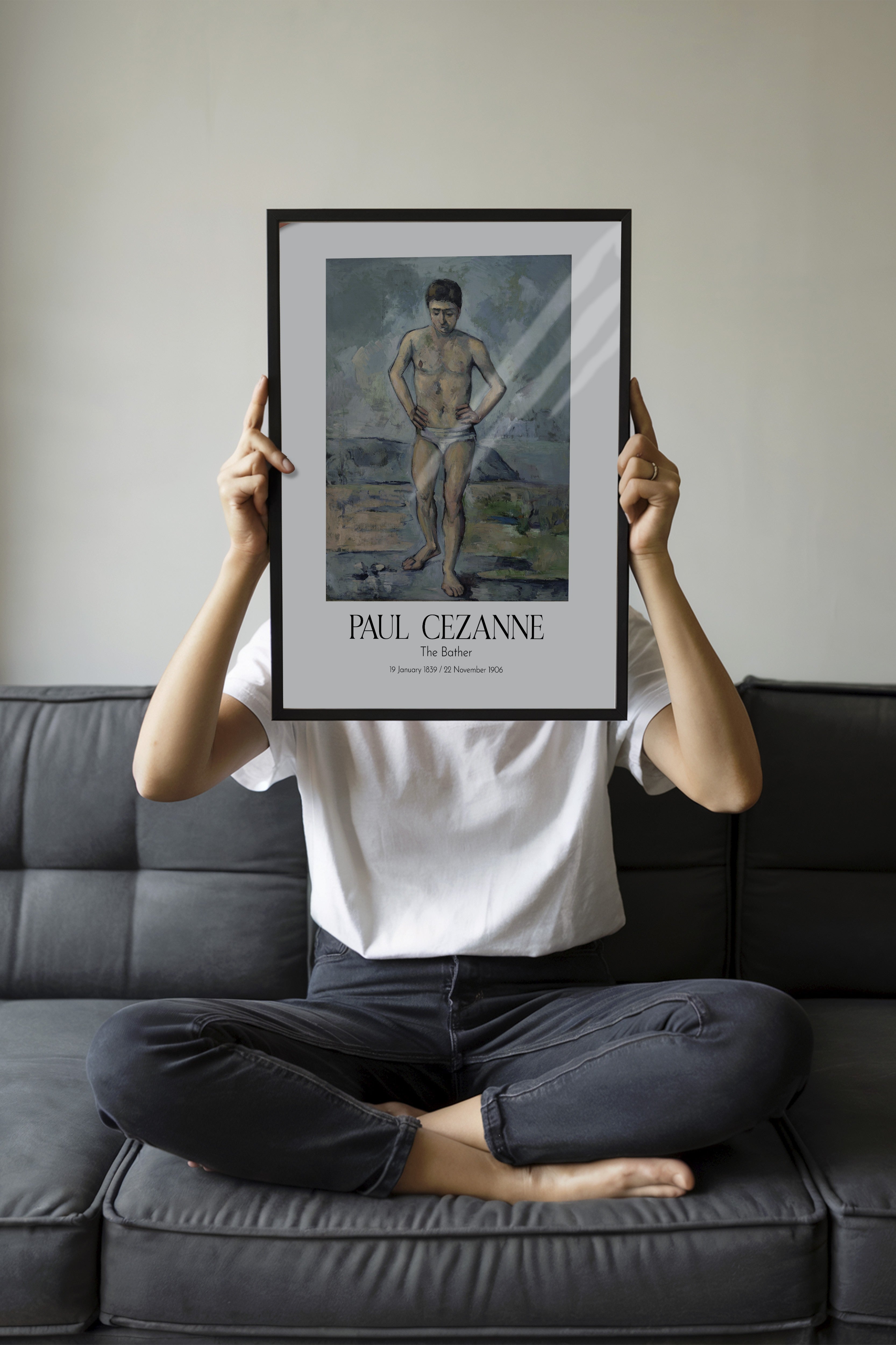 Paul Cezanne - The Bather, Siyah Çerçeveli Tablo, Sanat Serisi NO:110473