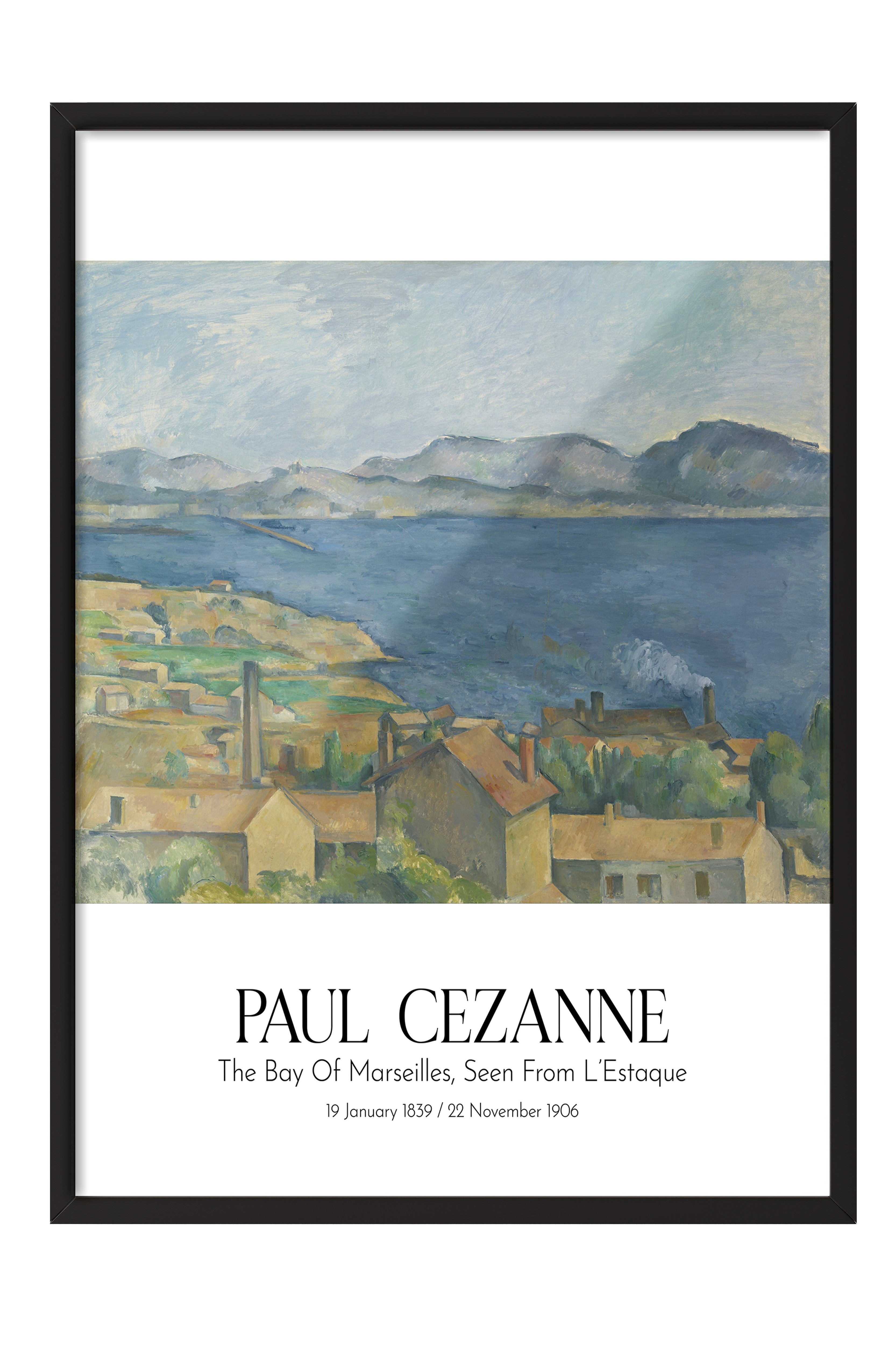 Paul Cezanne - The Bay Of Marseilles, Seen From L'Estaque, Siyah Çerçeveli Tablo, Sanat Serisi NO:110483
