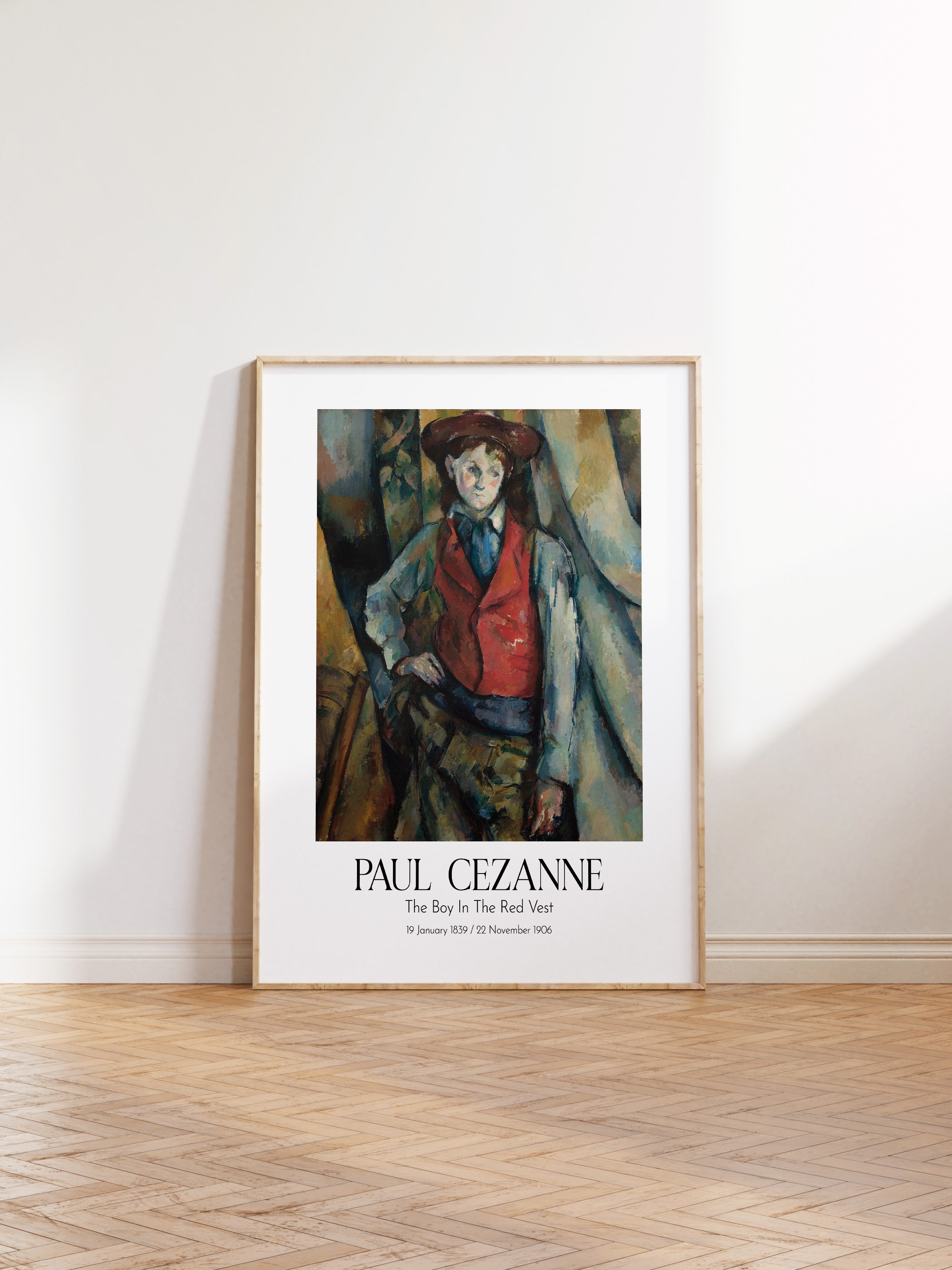 Paul Cezanne - The Boy In The Red Vest, Ahşap Çerçeveli Tablo, Sanat Serisi NO:110459
